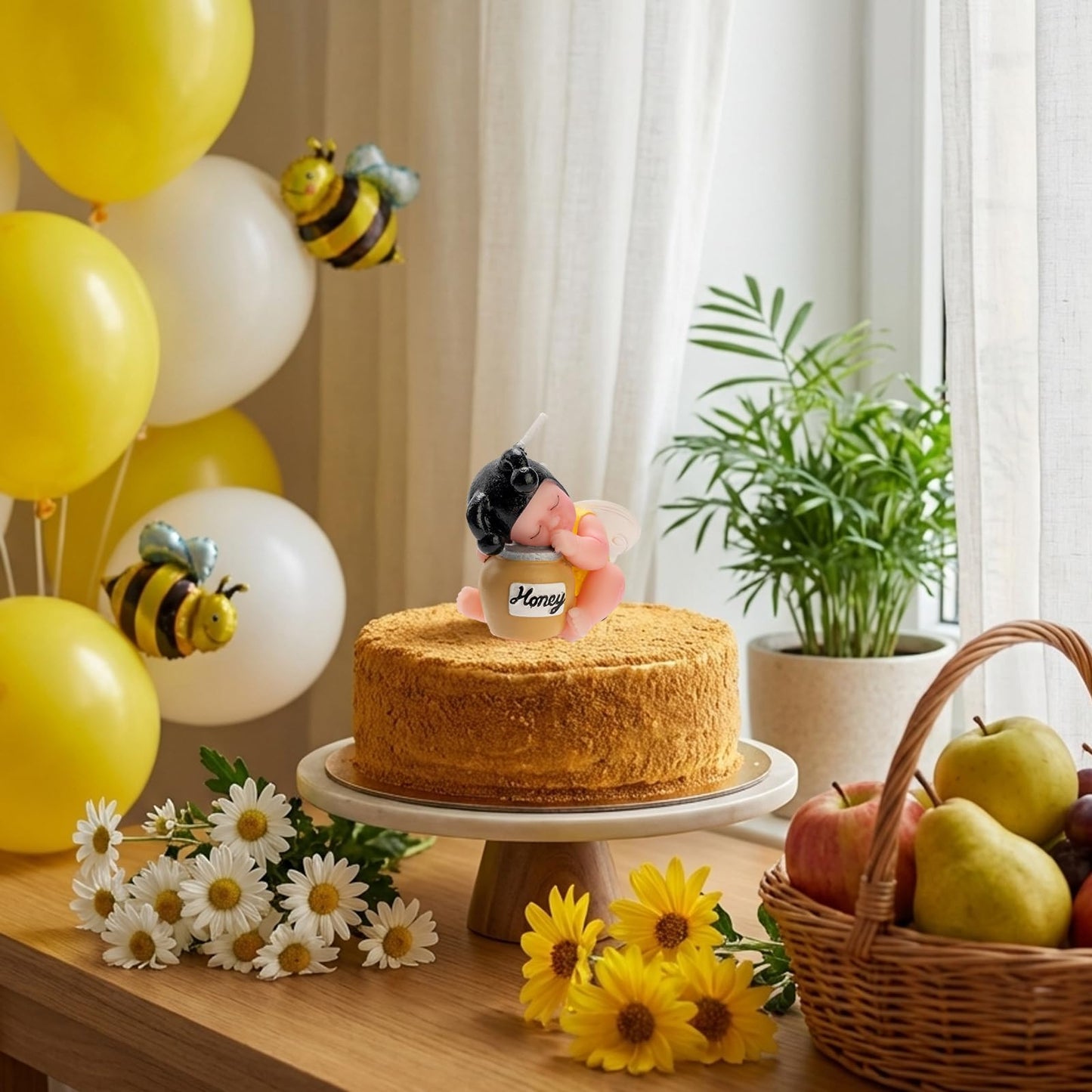 CabyGift Bee Baby Shower Cake Topper Candles, Bumble Bee Cake Decorations for What Will It Bee Gender Reveal Kids Boys Girls Birthday Party Supplies