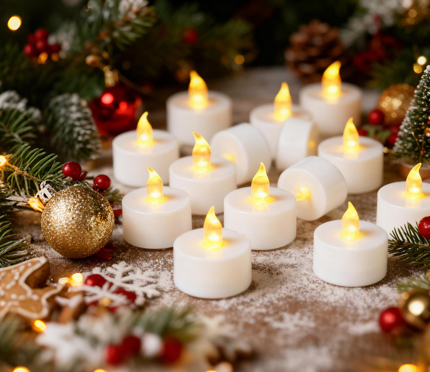 YIWER Tea Lights LED Tea Light Candles 200 Hours Pack of 50 Realistic Flickering Bulb Battery Operated Tea Lights for Seasonal Festival Celebration Electric Fake Candle in Warm Yellow