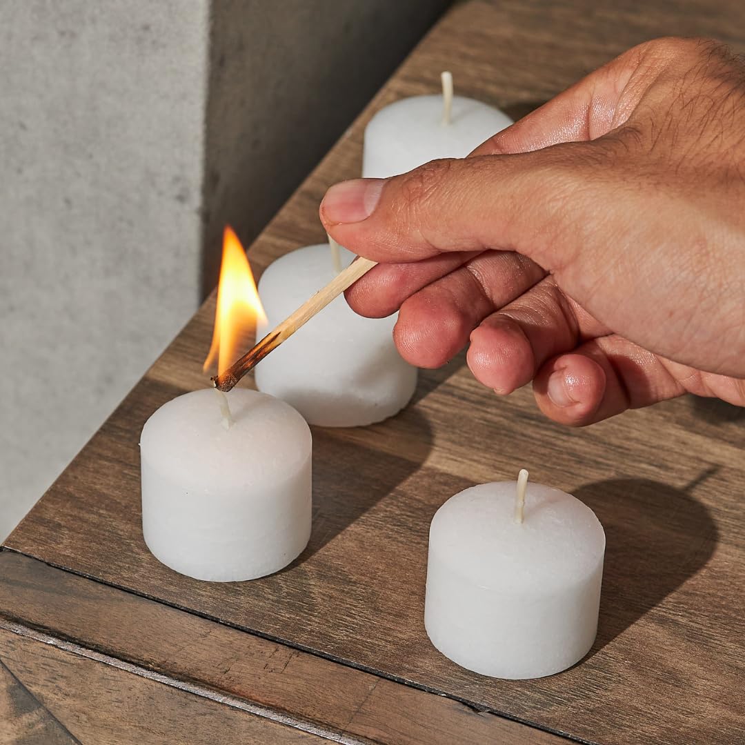 Simply Soson Votive Candles Bulk, 24 White Votive Candles, 10 Hours Burn time, Small Candle, Unscented Candle, Votives for Wedding, Birthday, Holiday & Home Decor