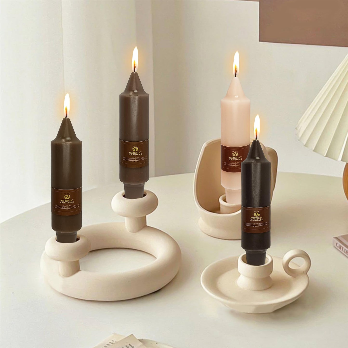 Gedengni Taper Candle Brown Candlesticks,4pcs Short Candle Stick 5 inch Tapered Candles Small Twisty Candlesticks for Home Décor Weddings Women Gifts (7D4PC-COFFEEGRA)