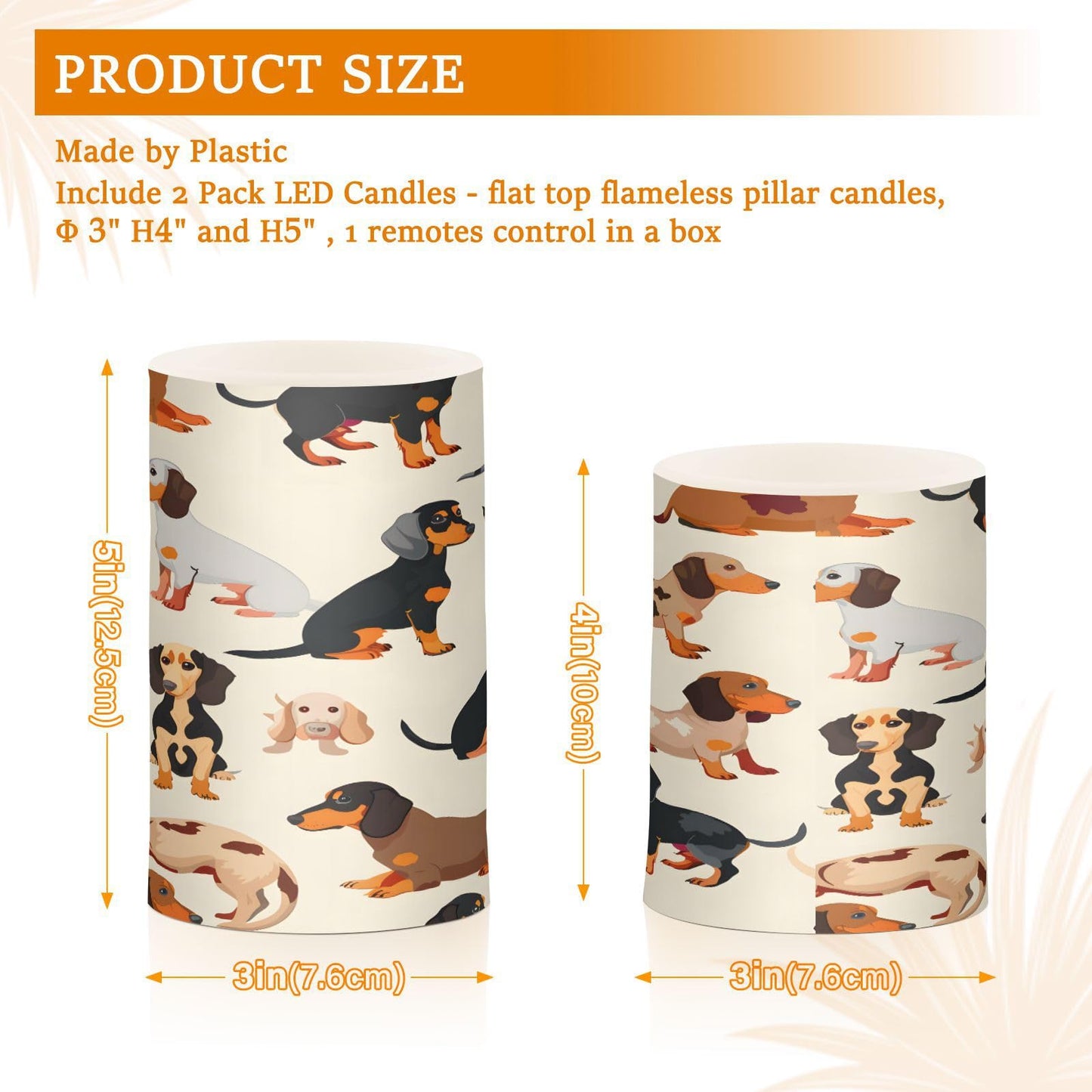 ALAZA Dachshund Breed Animal Seamless Flickering Flameless Candles Battery Operated with Remote Timer,Tea Light Candles LED Pillar Votive Candles Set of 2 for Outdoor Indoor Decorations