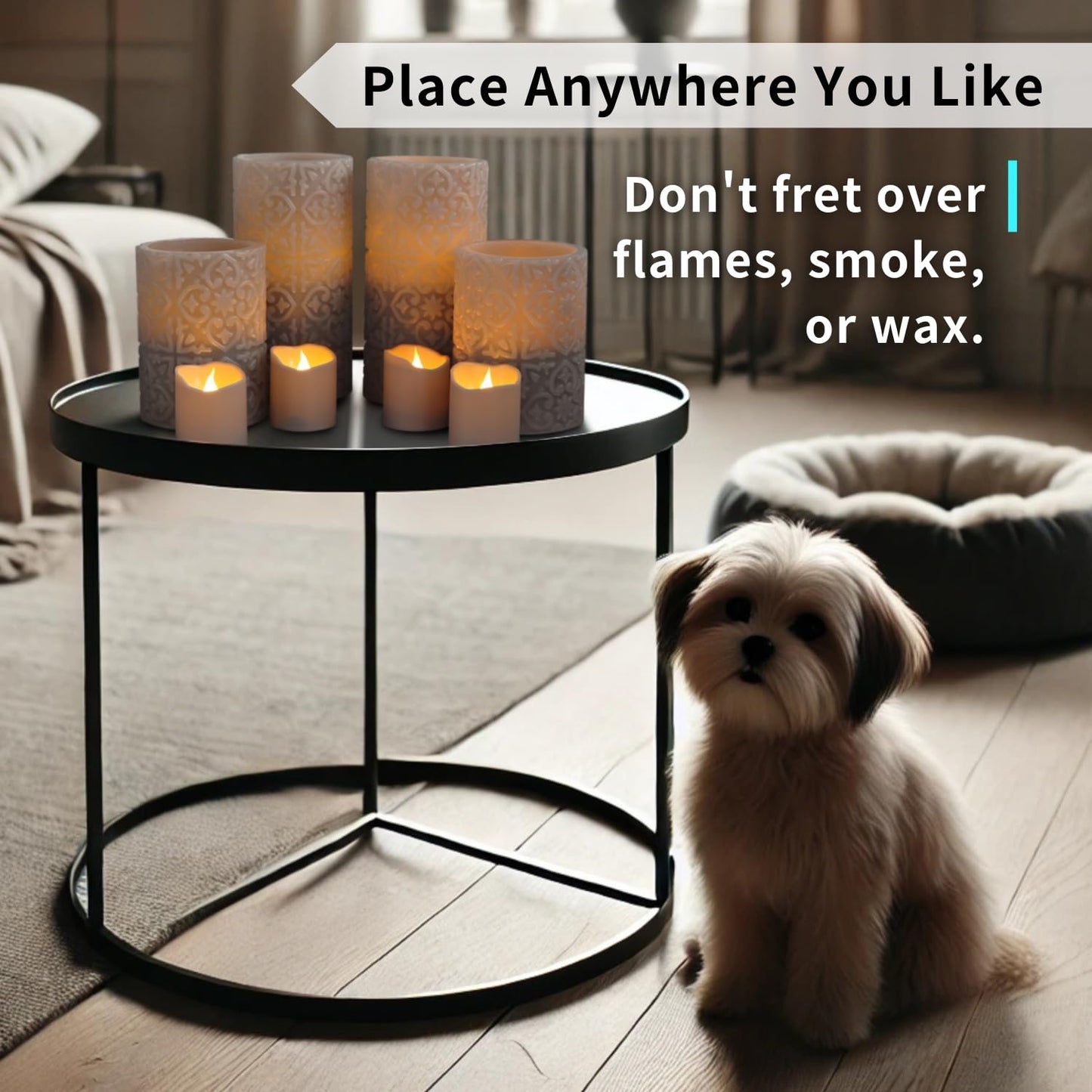 FURORA LIGHTING Grey Rome Flameless Candles - Real Wax, Adjustable Brightness, Remote & Timer - 4 Pillars (3x4, 3x6) and 4 Votives, 8-Pack, Battery Operated