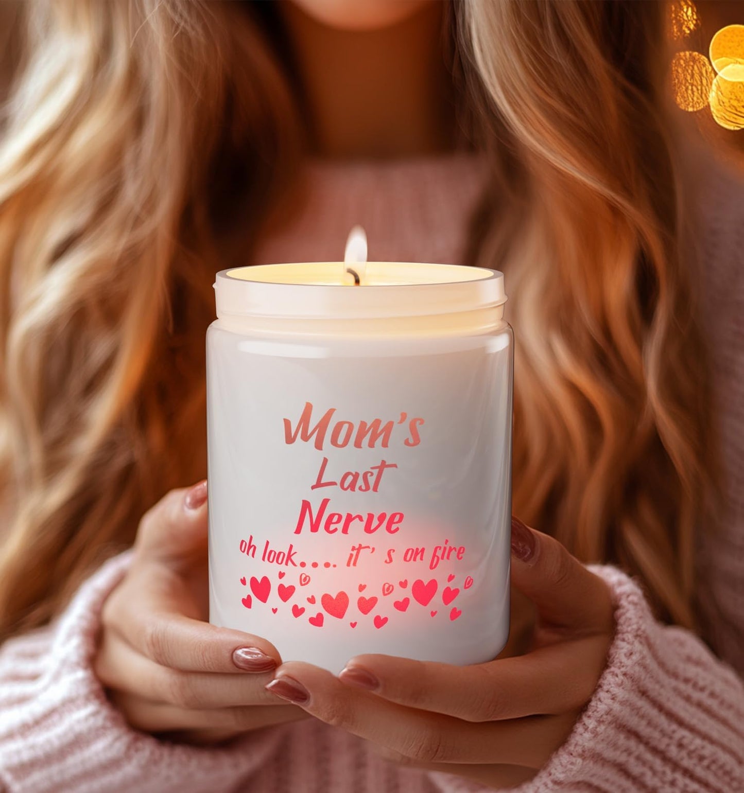 Mother's Day Candles with LED Light, Holiday Candle Gifts for Mom, Christmas Gifts for Women, Juniper&Lavender Scent Candles, Perfect for Xmas,Winter Décor,Over 40 Hours of Burn Time, 100% Soy Wax