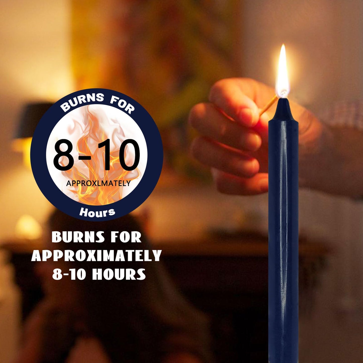 NJAO HOO Indigo Candlesticks 10 Inch Handmade Dripless Taper Candles Unscented Colored Candle Set, Pack of 4 - Up to 9-11 Hours Burn