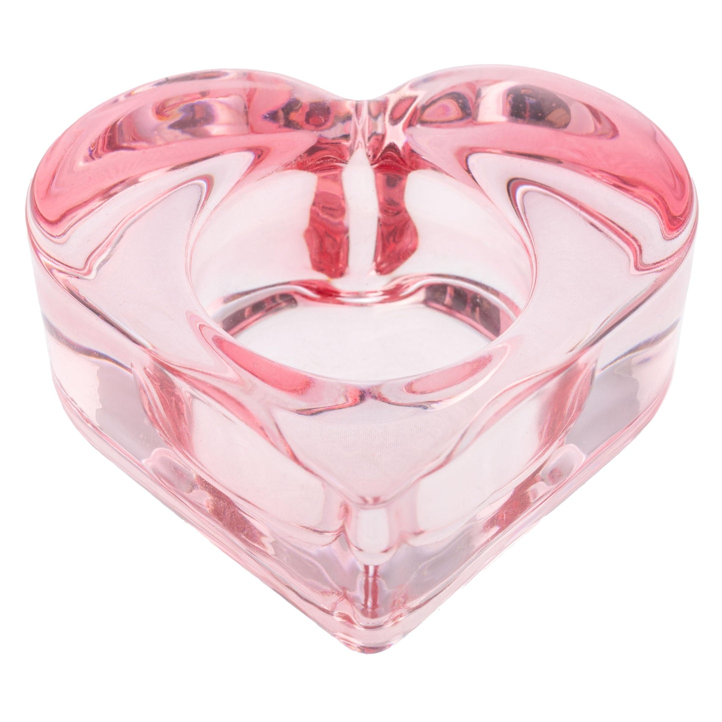 Karma, Glass Heart Tealight Holder, Chunky Glass Candle Holder Votive for Home and Party Decor, Wedding Table Centerpiece, Blush