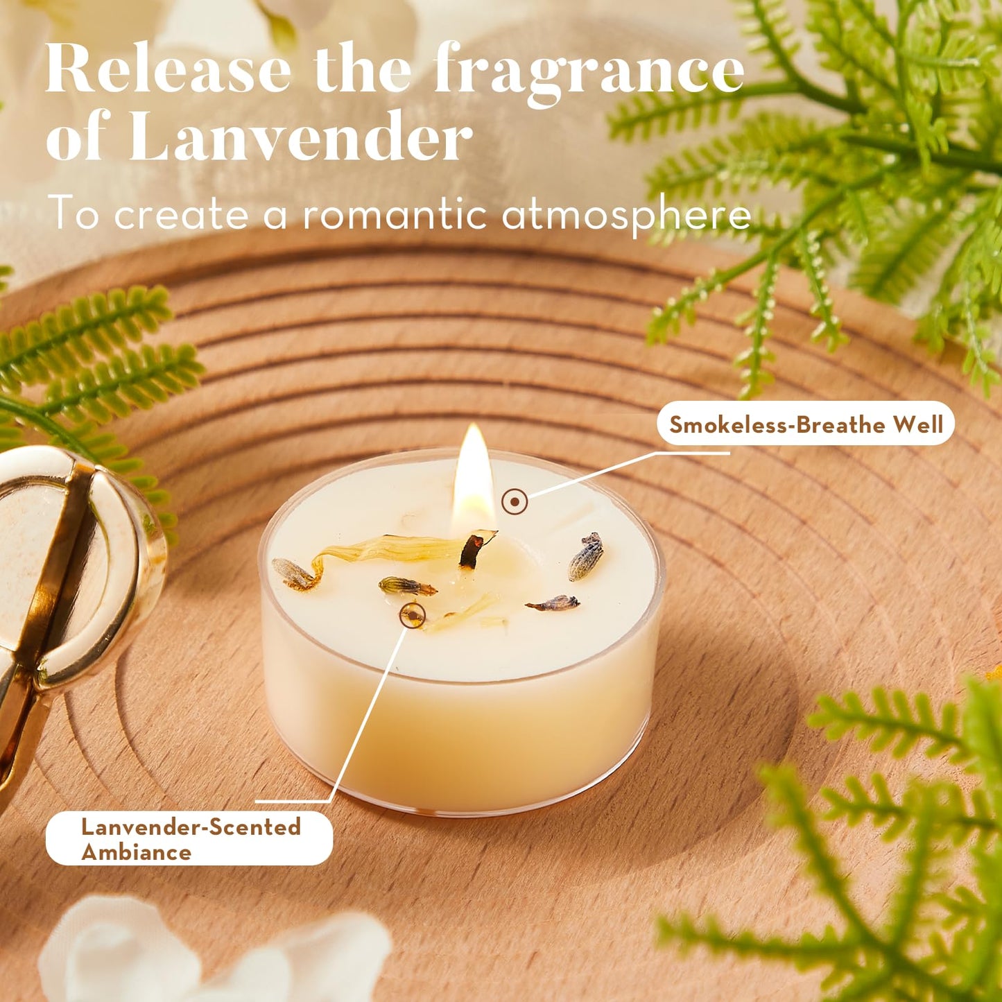 Ashlux Acrylic Lavender Soy Wax Scented Tea Lights, 8-Pack Bulk – 4-Hour Long Burning, Non-Paraffin, Smokeless,Tealight Candles for Weddings, Table Centerpieces, Home Decor & Christmas