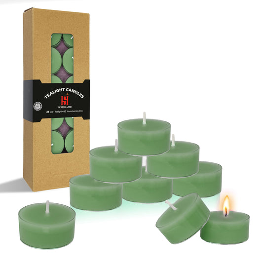 Sea Salt & Sage Scented Tealight Candles, Blue Scent Tea Lights Candles Clear Cup, 24 Pack Colored Tealights Candle, 6 Hour Burn Time Tea Candles for Party, Decor, Spa, Shabbat