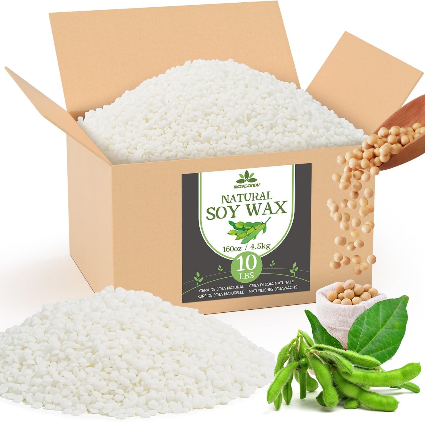 Soy Wax, Waxcanpy Natural Soy Wax for Candle Making, Organic Candle Wax from Farm, No Additives, Harmless and Pure (10lb)