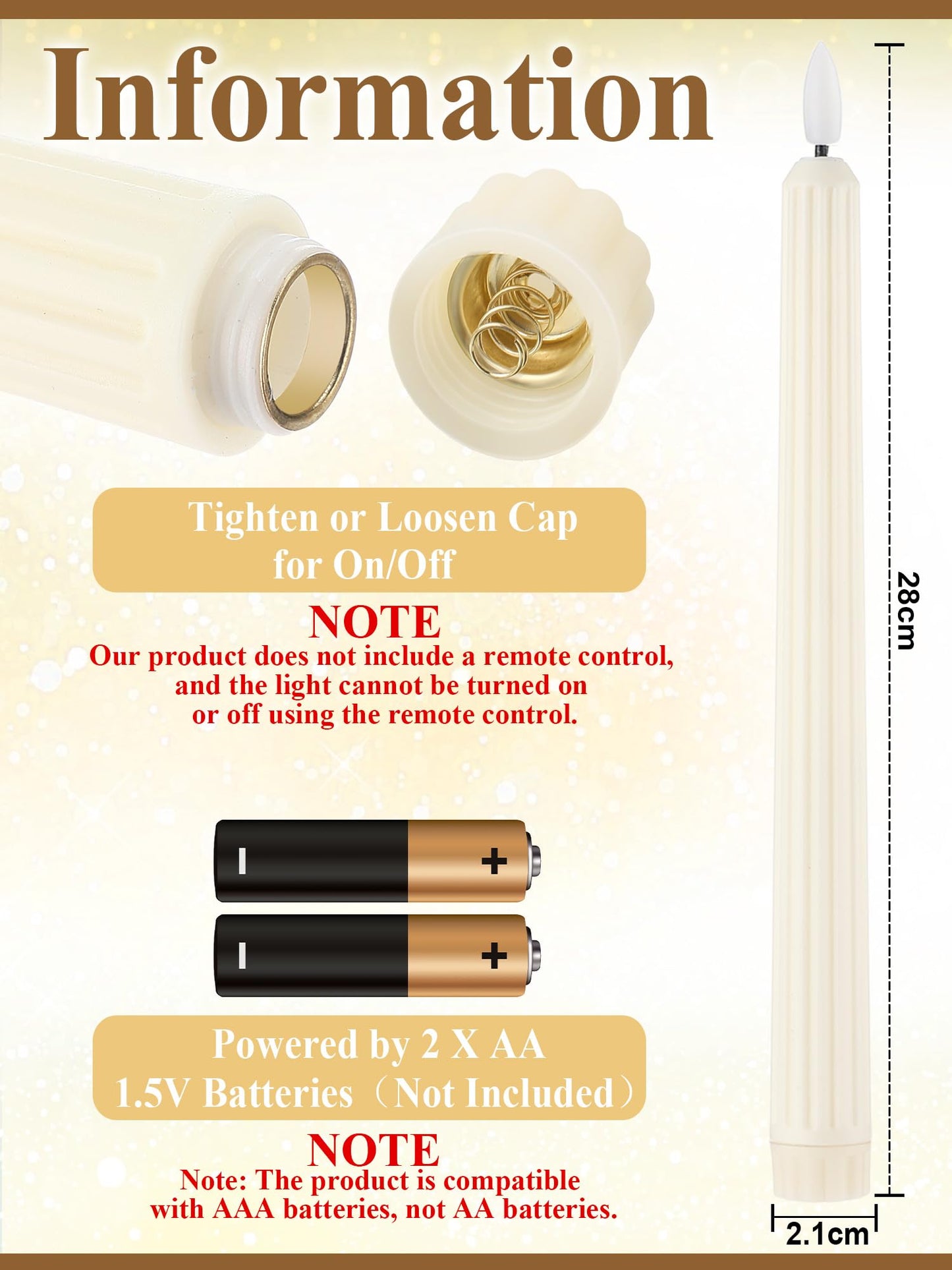 Retisee 50 Pcs 11 Inch Flameless Taper Candles LED Candles Bulk Battery Operated Taper Candle Flickering LED Candlesticks for Valentines Birthday Wedding Party Decor (Roman Style, Ivory)