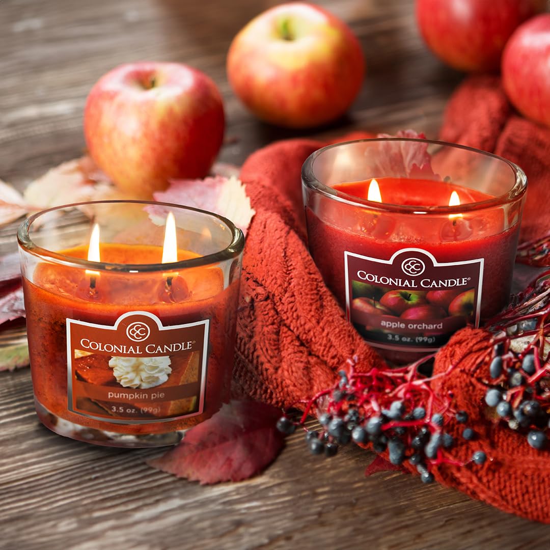 Colonial Candle Apple Orchard Scented Jar Candle, 2 Wick, 3.5 oz, Mottled Wax Candle (Pack of 2)