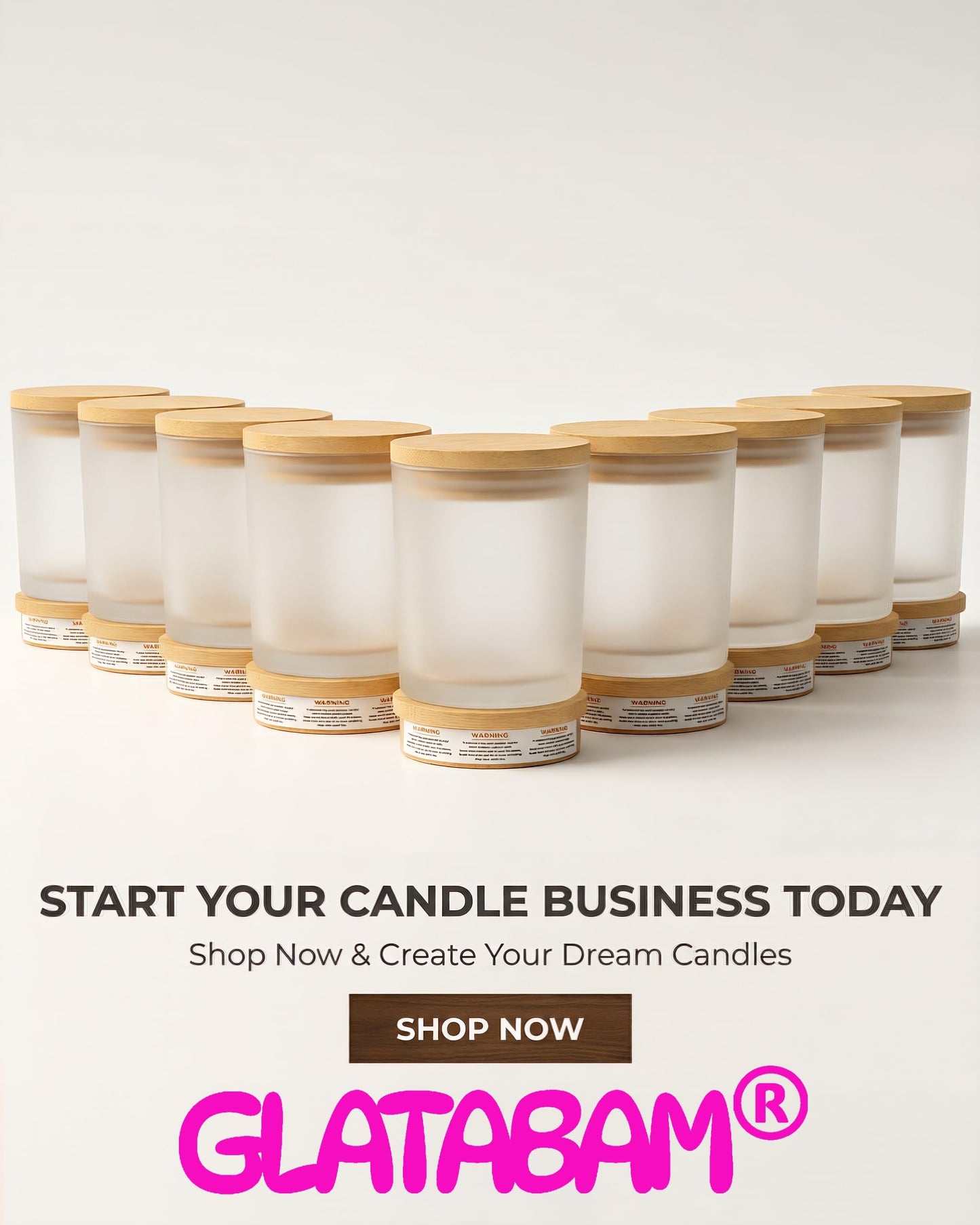 GLATABAM 7 OZ Candle Jars 12 Pack - Bulk Glass Candle Making Jars with Bamboo Lids & Labels, Heat Resistant Empty Reusable Candle Vessel for Containers(Frosted White)