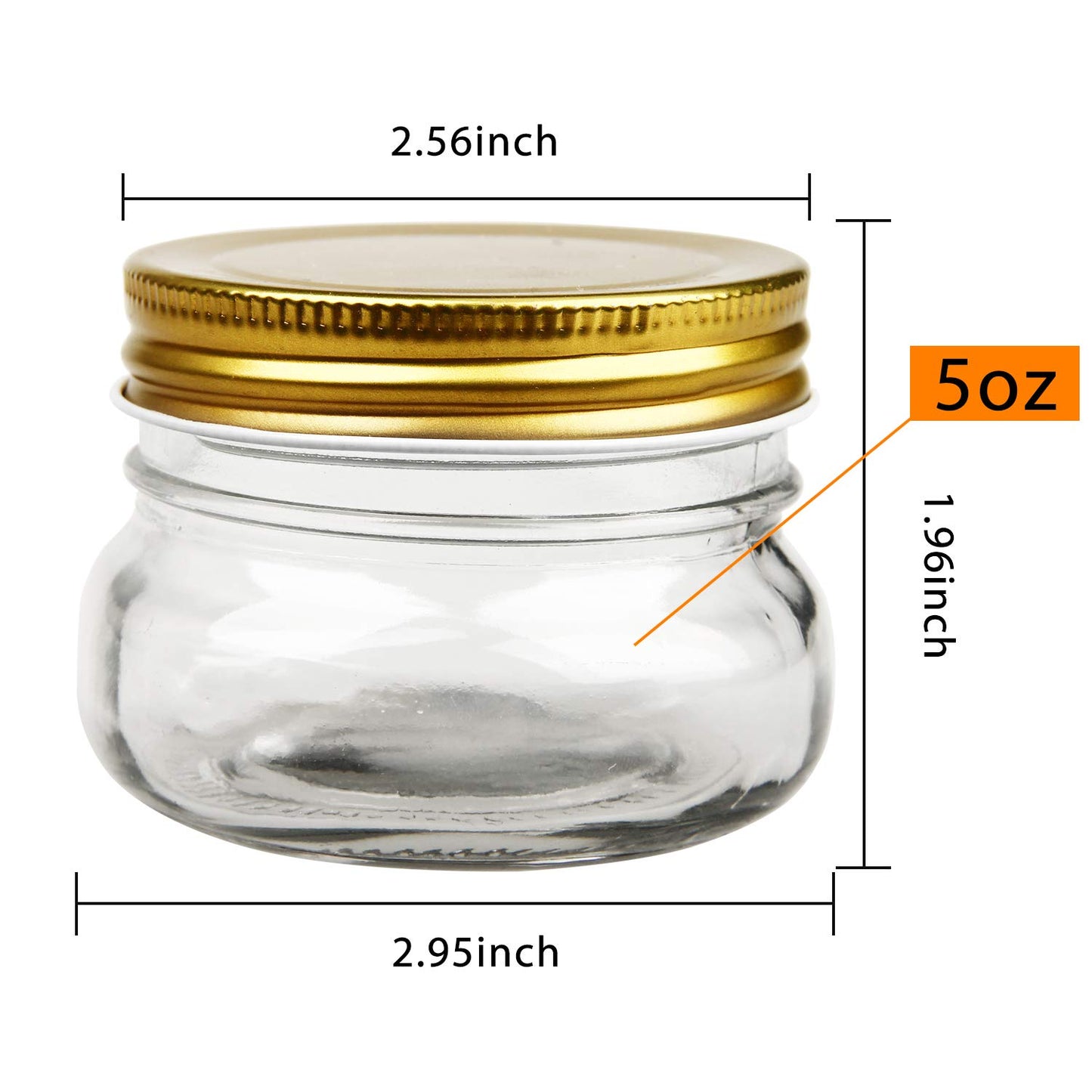 Encheng 5 oz Wide Mouth Mason Jars,Clear Glass Jars with Lids(Golden),Small Spice Jars for Herb,Jelly,Jams,Wedding Favors,Shower Favors,Baby Foods,Mini Canning Jars for Kitchen Storage 40 Pack