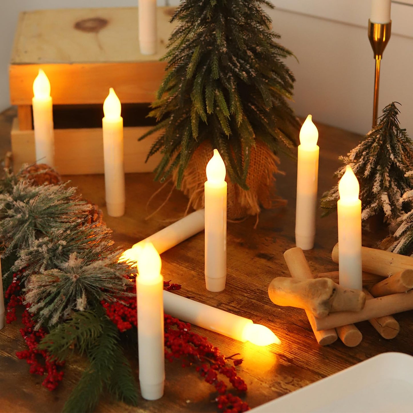 MUMCHASI Flameless Candles with Remote, Battery Operated Candlesticks, Led Taper Candles with Timer, Flickering Electric Candleslights for Home Party Christmas Decor H: 6 inches 12 Packs