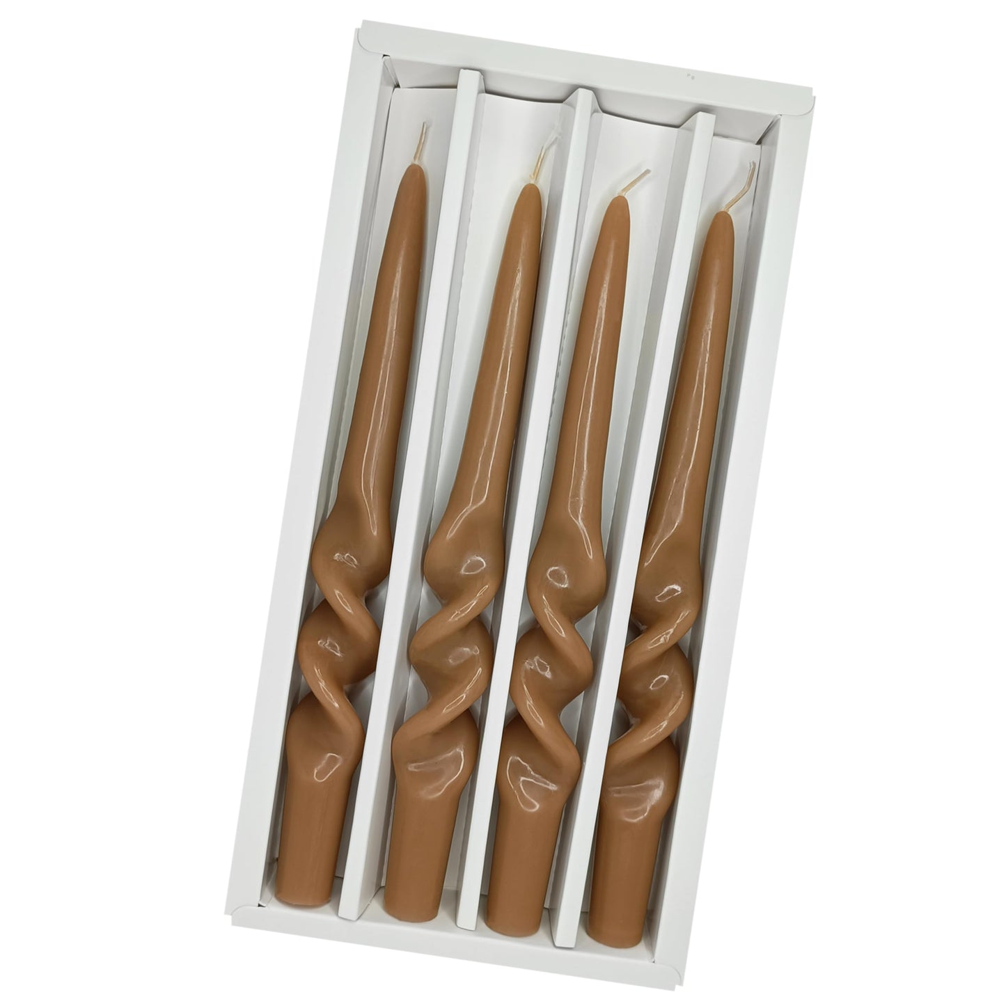 Taper Candle Spiral Candlesticks Brown Twisted Candles Long Unscented Candle Sticks Smokeless Tapered Candles for Dinner Wedding Home Table Decor Housewarming
