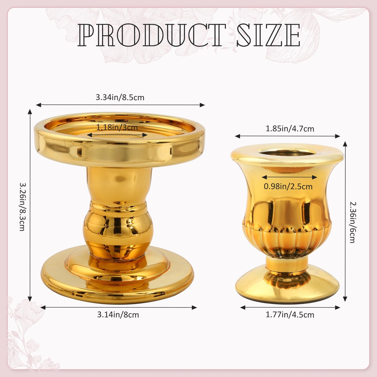 Gold Unity Candle Holder - Glass Candle Holders for Pillar Candles Taper Candles, Glass Candlestick Holders Set of 3, Decorative Clear Glass Candlestick Holder for Wedding Table Dinning Centerpiece