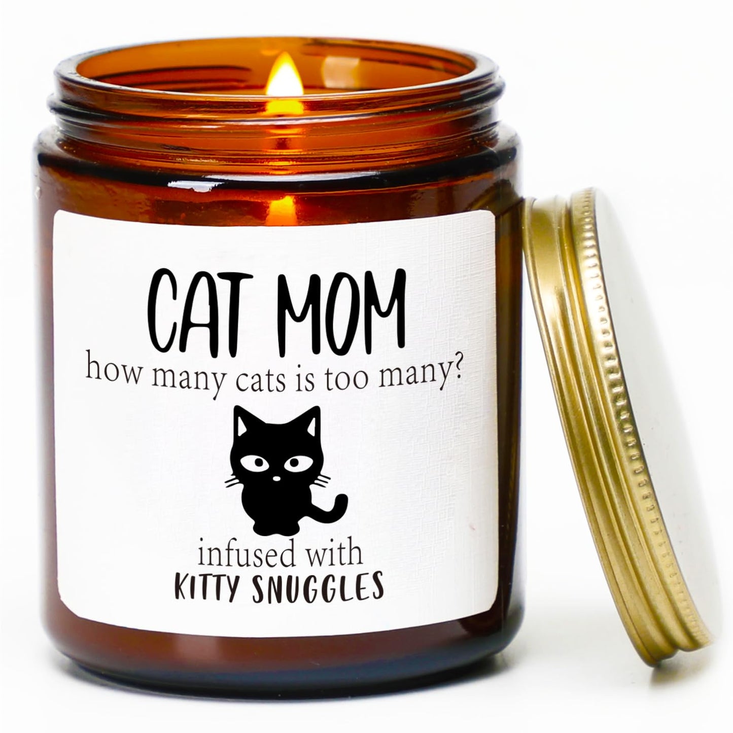Cat Lover Gifts for Women, Cats Mom Candle, Thanksgiving Funny Cats Themed Gift for Mothers Day, Christmas, Birthday Gift，Cat Gifts for Cat Lovers, Cat Moms, Dad, Sandalwood & Rose Scented Candle,7OZ