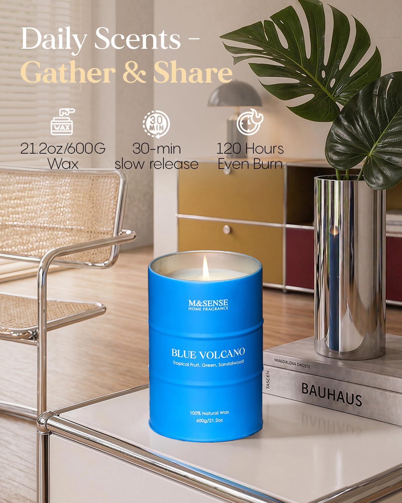 M&SENSE Tropical Fruit Soy Scented Candles Natural Non Toxic, Large Summer Candles 21.2oz 120 Hours Long Lasting Burning, Unique Candle Gifts Cozy Room Decor for Women Men