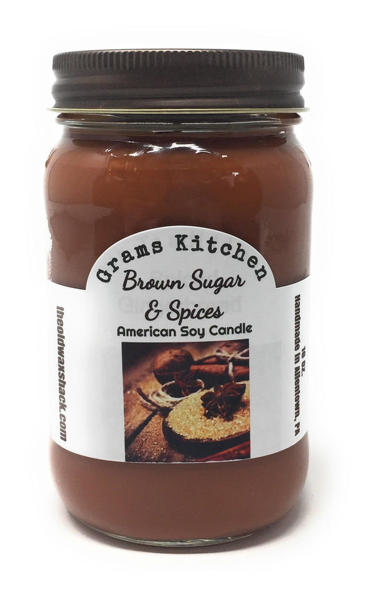 The Old Wax Shack Brown Sugar Spice Soy Candle - 16 Oz. Mason Jar