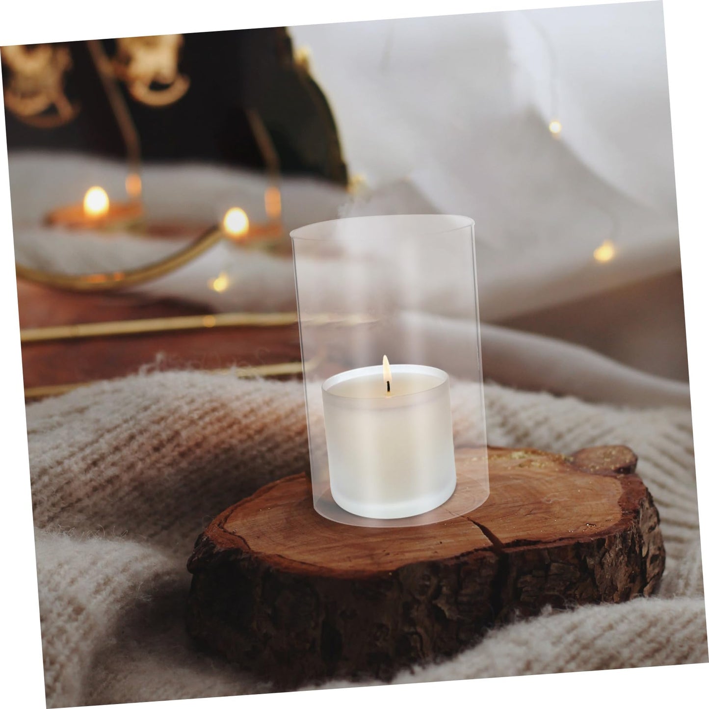 SAFIGLE Glass Candle Holder Windproof Shade 2Pcs Glass Cylinder Cover 10X15Cm Household Pillar Candle Cover for Indoor Outdoor Use