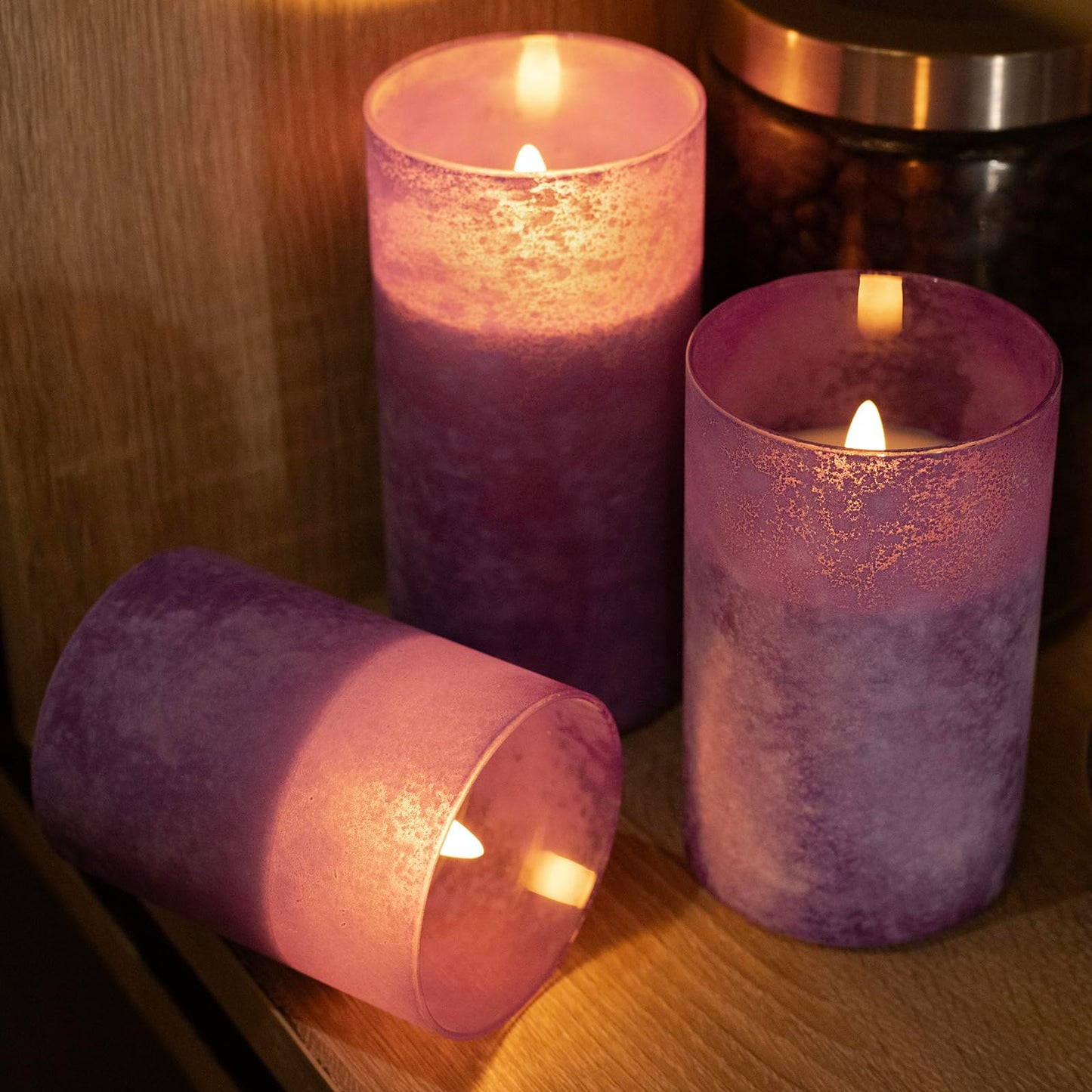 Mingfuxin Purple Flameless Candle with Remote, Battery Operated Led Candles with Timer for Home Fireplace Halloween Decorations