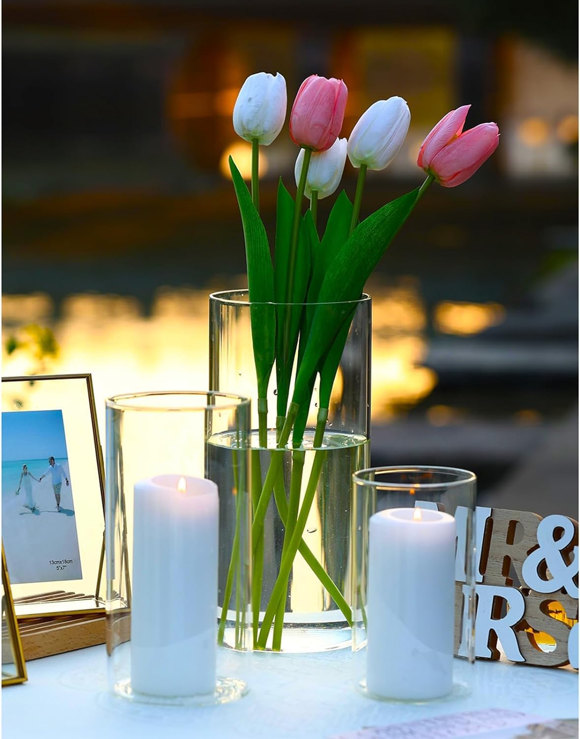 Hurricand 18 PCS Glass Candle Holders - Clear Cylinder Vases for Centerpieces, Wedding & Party Decoration