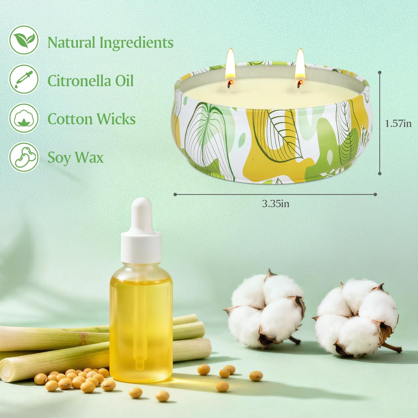 Citronella Candles Outdoor 4 Pack Soy Wax Citronella Lemongrass Candles 240 Hours Burning Time Large Decorative Jar Scented Candle Bulk for Outside Garden Yard Balcony, Summer Camping