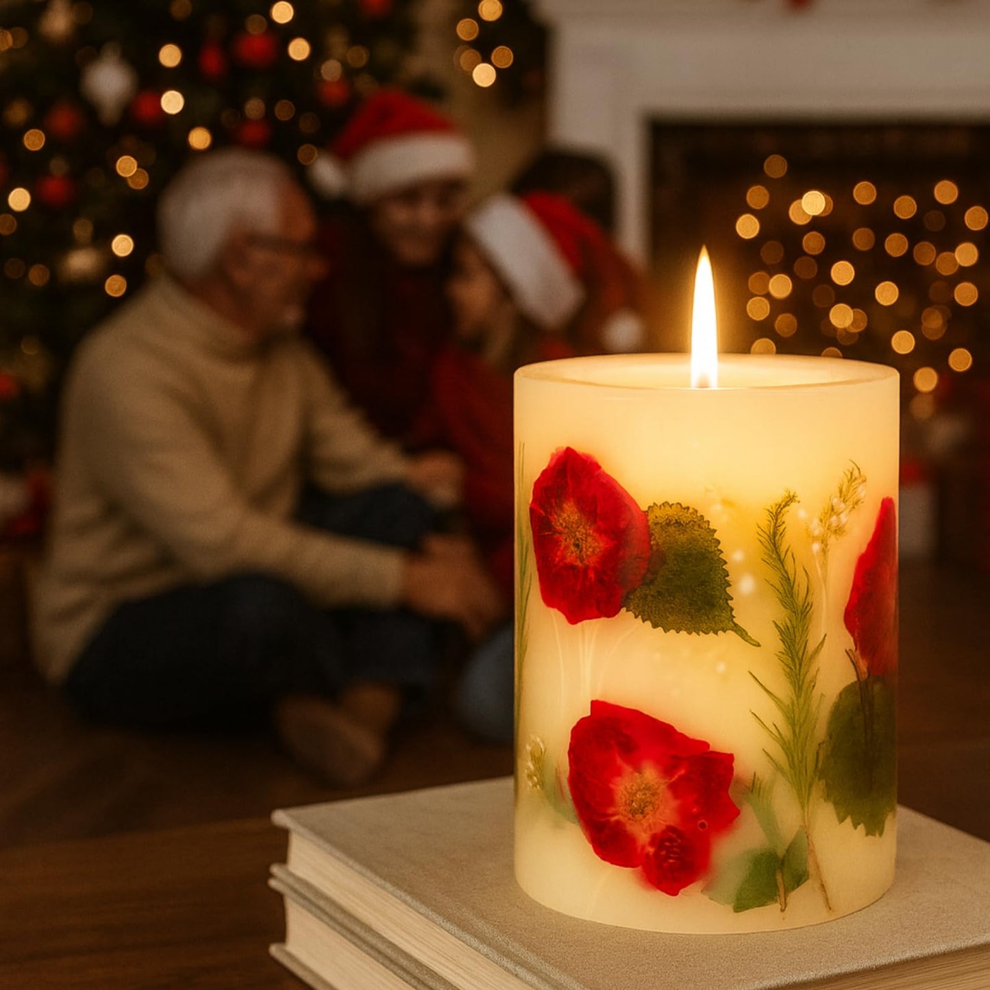 Rosy Rings Essence of Christmas Botanical Candle | Luxury Aromatherapy Long Lasting Candle Home Decor Gifts Notes of Eucalyptus, Balsam Fir, Cedarleaf, Pine Cone, Vetiver Burn Time 120 Hours 5.5" H