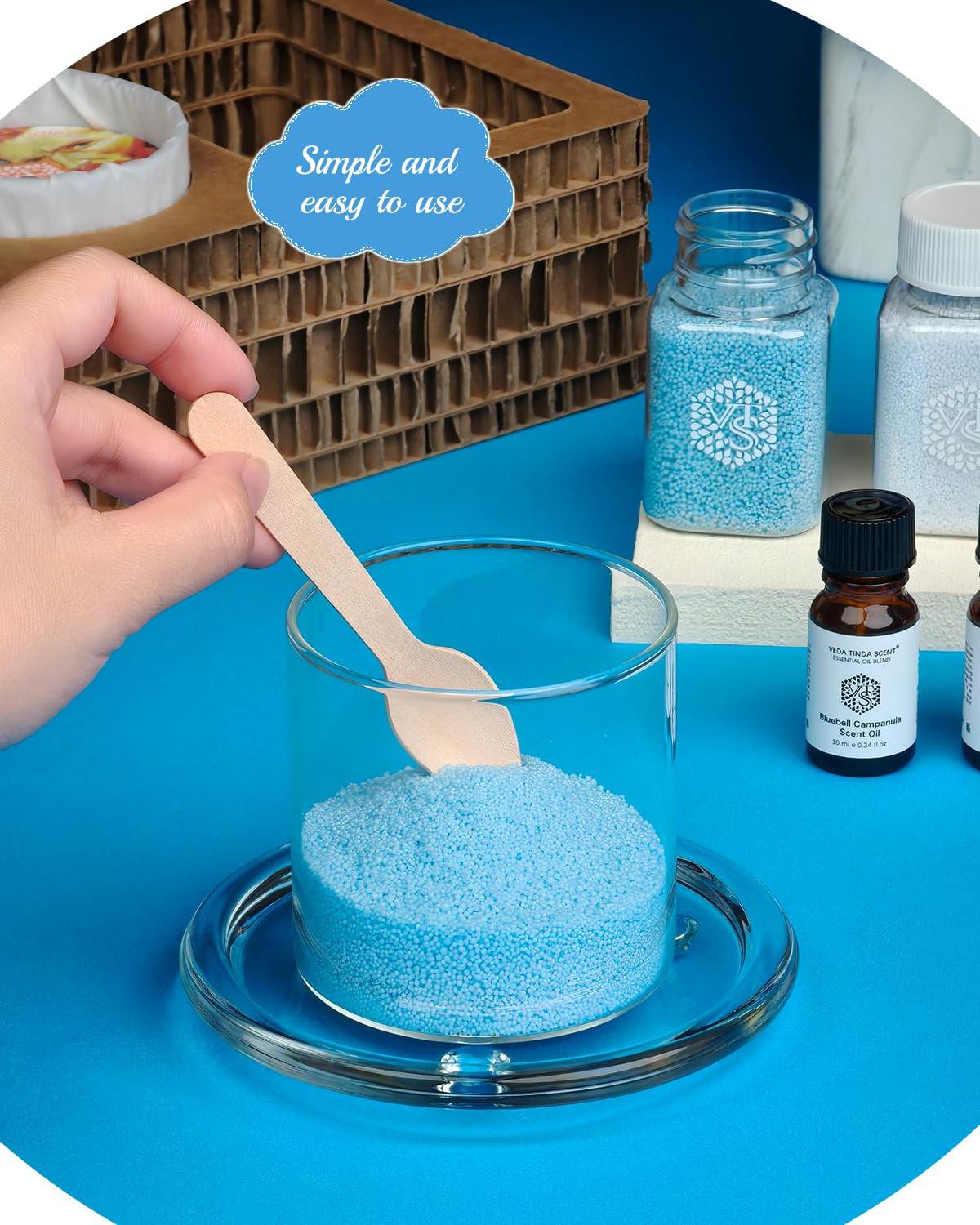 The Starry Night DIY Pearled Candle Sand Set - 11 Oz Sand Wax Beads (6 Colors), 2x10ml Scented Essential Oils, 4 Reusable Wicks, Glass Cup & Spoon, Home Decor & Handmade Gift & Craft Enthusiasts