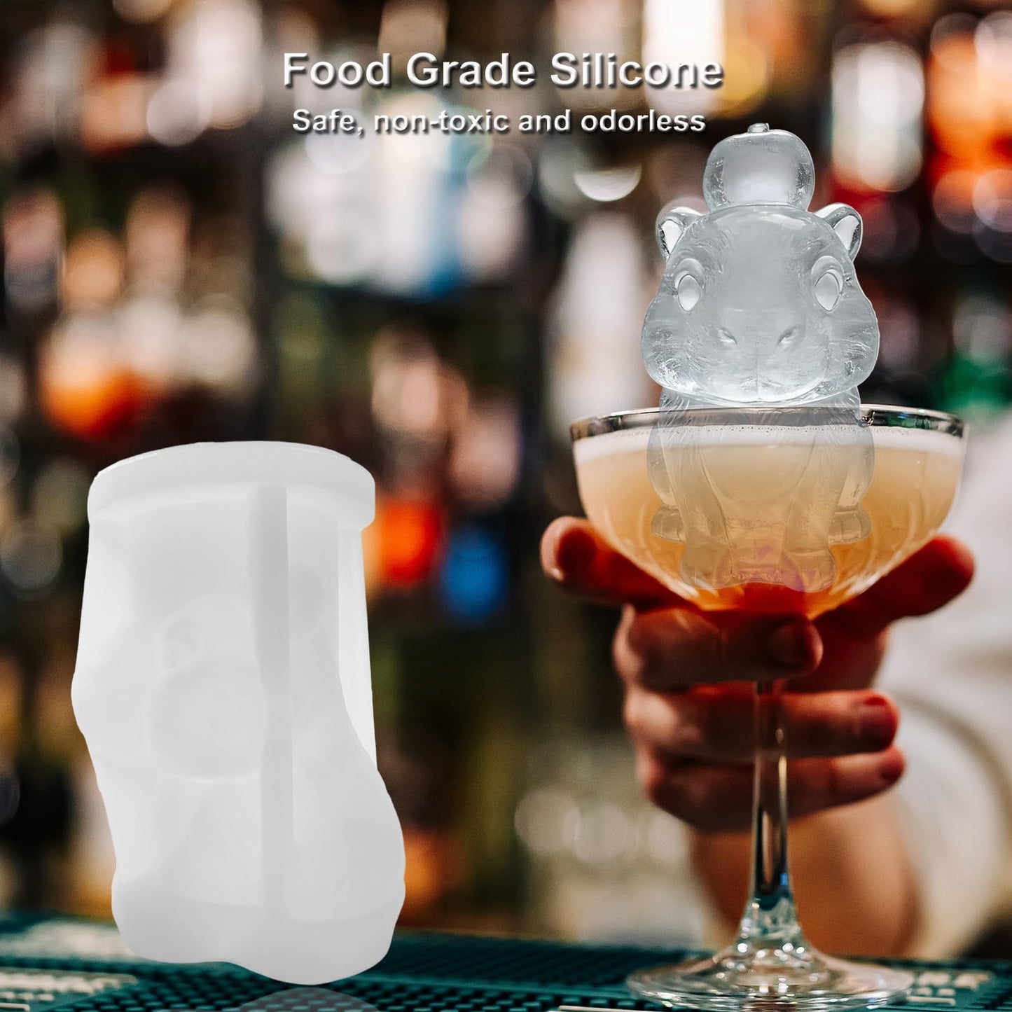SIUPER 3D Capybara Ice Cube Silicone Molds Tray for Whiskey, Cocktail, Drink, Bar; Rich Details. Fun Animal Mold for Craft Taba Squishy Chocolate Soap Candle Resin Gift for Women Girls Boys; 2 Pack