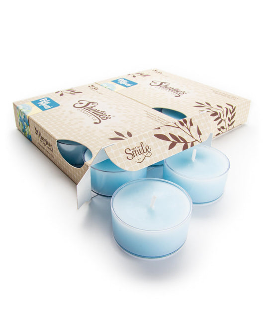 Blue Moon Premium Tealight Candles Multi Pack - Highly Scented with Essential Oils - 12 Blue Tea Lights - Beautiful Candlelight - Made in the USA - Fresh & Clean Collection