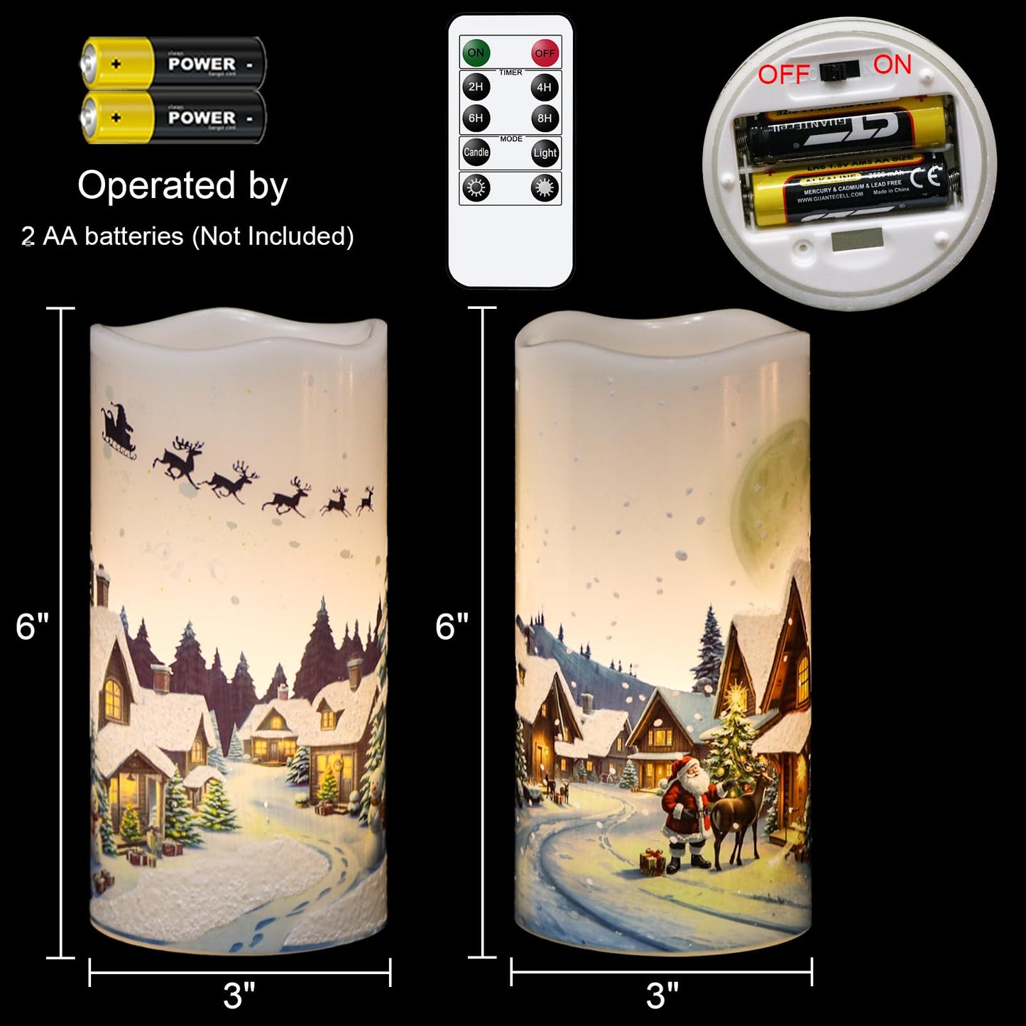 GenSwin Red Bird Flameless Candles with Timer, LED Candles with 3D Wick, Real Wax Pillar Candles for Halloween Christmas Indoor Decorations(D3” x H4”5”6”)