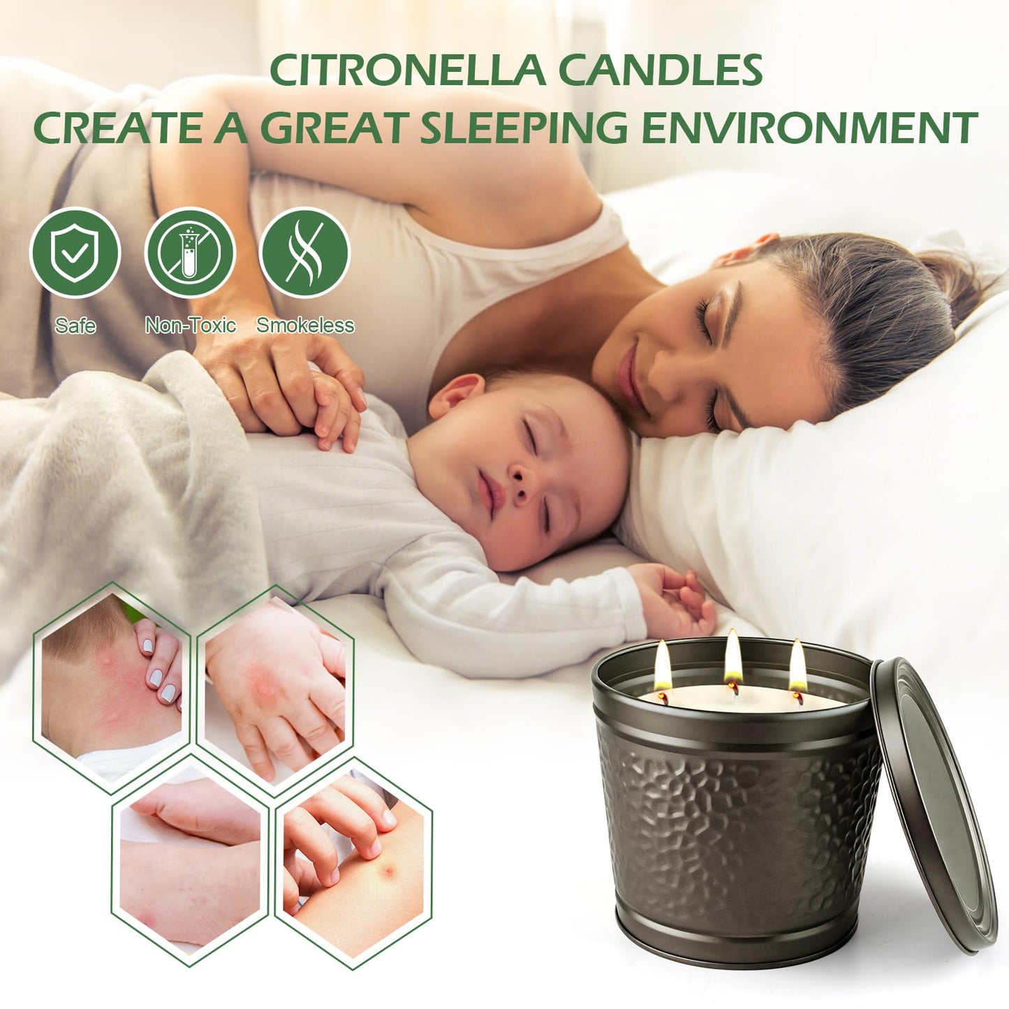 Citronella Candles Outdoor, Large Citronella Candle for Patio, 2 Pack Natural Soy Wax Outdoor Candles Bulk for Garden Yard Home Balcony Camping Backyard,Summer Candle Bulk for Home, Long Burning