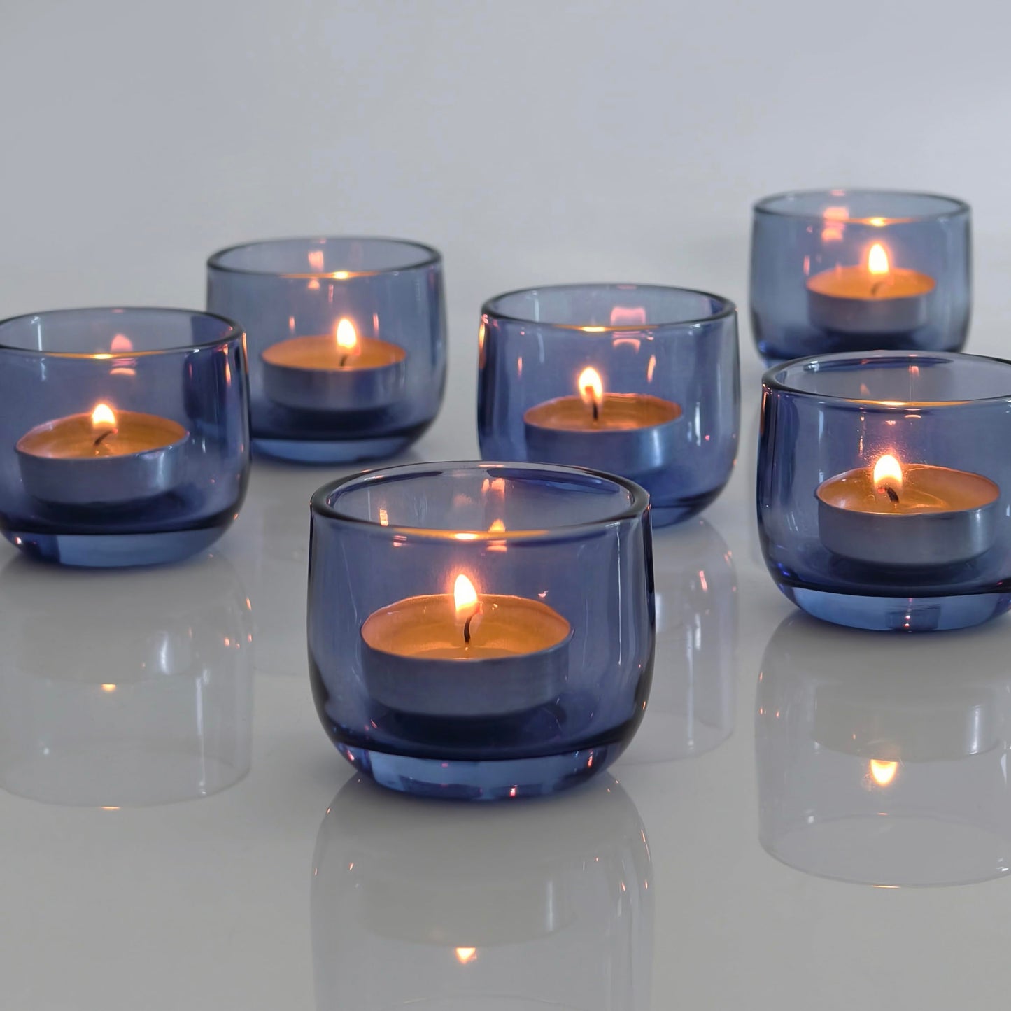 Gurfuy Glass Tealight Candle Holders 6 Set - Votive Candle Holder for Festival Wedding Propose Parties Holiday Table Centerpiece Shelf Decoration Fall Home Decor Blue