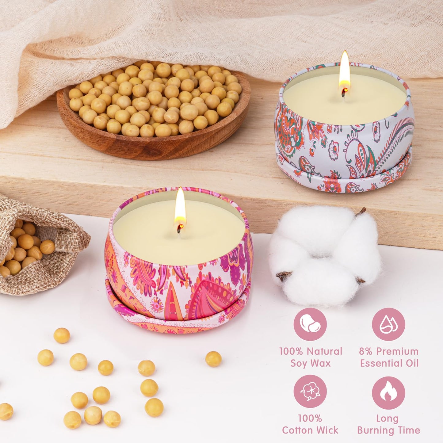 Scented Candles Gifts Set for Women, 9 Pack Aromatherapy Candles Pack Soy Wax Include Lavender, Jasmine and Vanilla Scented for Bridesmaid, Birthday, Valentine's, Mother's Day, Bath, Yoga