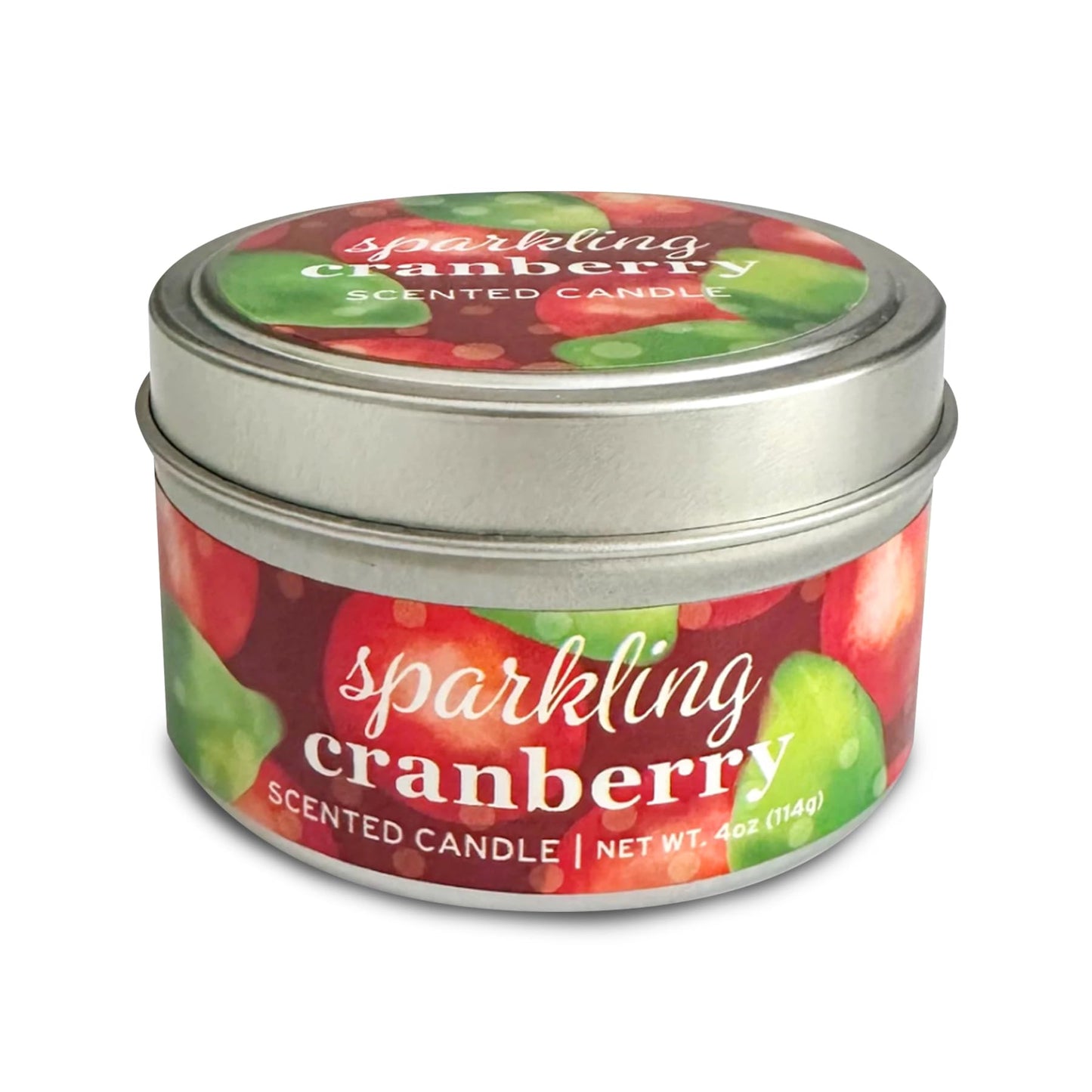 Greenwich Bay Hand-Poured Scented Candle in Decorative Tin – 4 oz/114 g Travel Candle with Lead-Free Wick, Vegetable Wax, Aromatherapy Gift, Single Wick – Made in USA (Sparkling Cranberry)