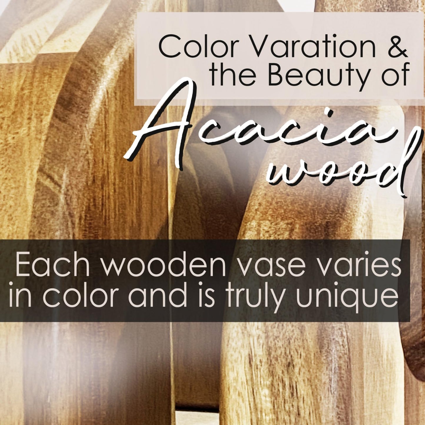 Wooden Vases for Decor Set of 2 - Small Decorative Wood Vase for Faux Flowers & Plants - Modern & Scandinavian Home Decor for Table, Centerpieces, & Living Room
