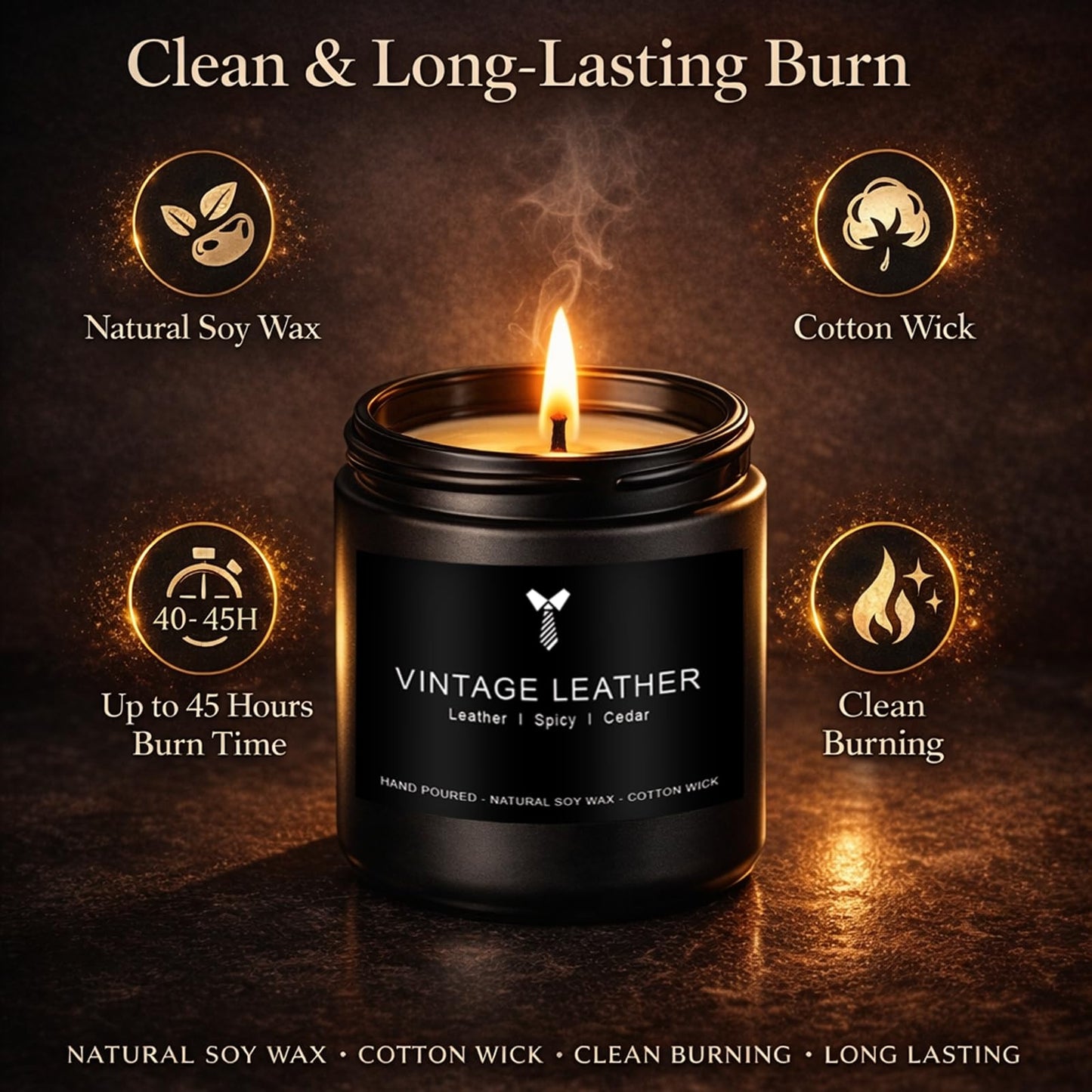 Candles for Men Gift Set, 4 Pack Masculine Scented Soy Candles for Men, Leather, Smoke, Oak & Lavender Scents, Aromatherapy Candle Gift Set for Dad, Husband, Boyfriend, Birthday & Father’s Day