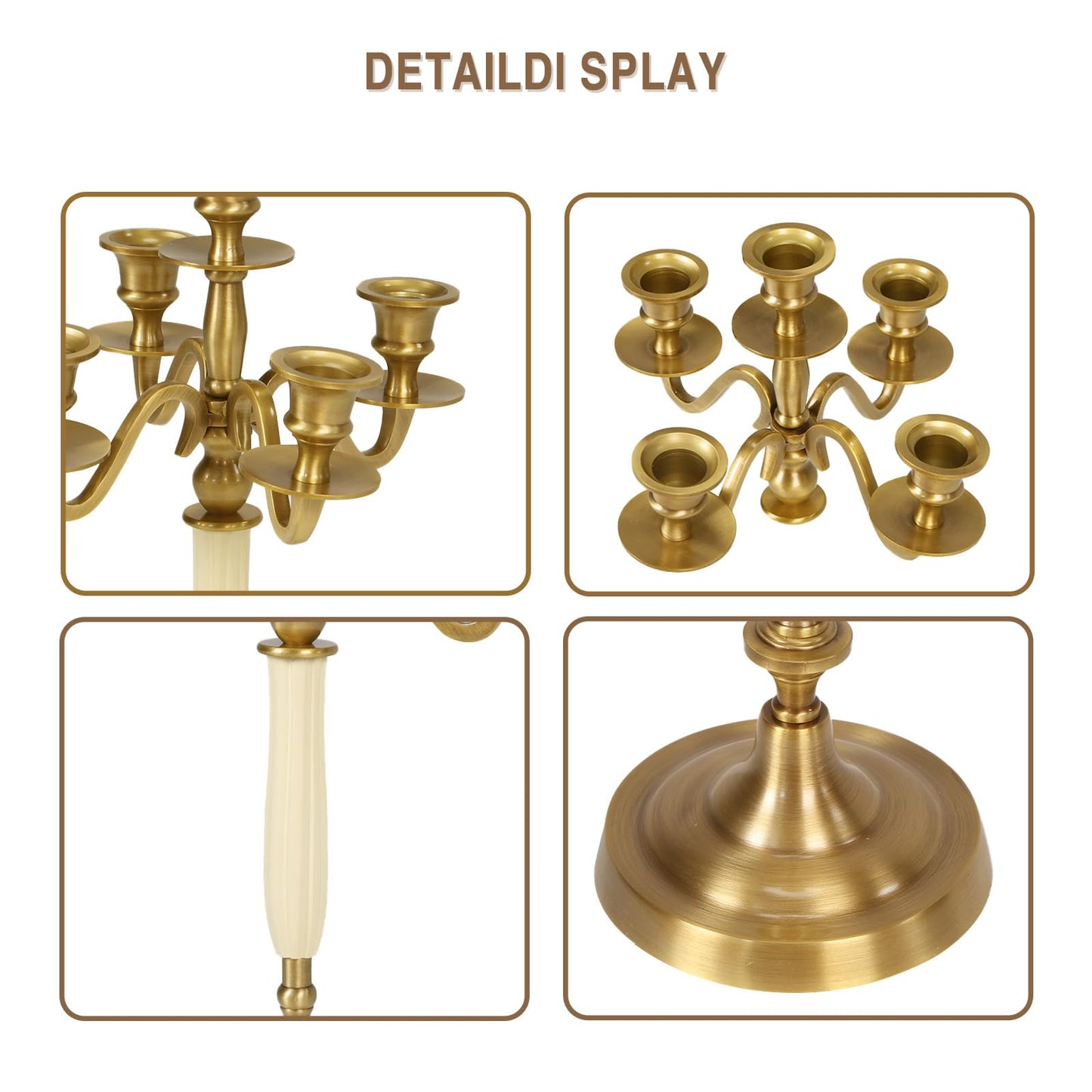 5-Head Metal Candelabra – Elegant Candlestick Holders for Wedding, Dining Table, Xmas Party, and Home Decor