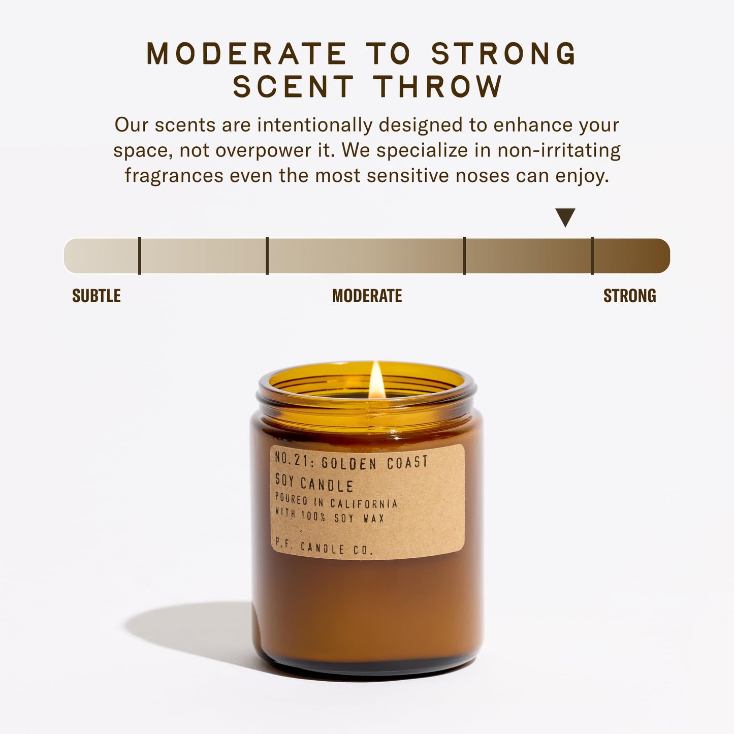 P.F. Candle Co. Golden Coast Classic Standard Scented Soy Wax Candle (7.2 oz) 40-50 Hour Burn Time, Amber Glass Jar, Made in The U.S.A.