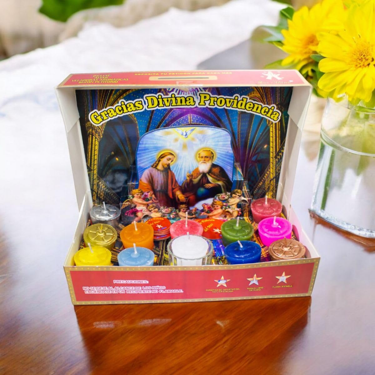 Docenera Divina Providencia | 12-Piece Scented Votive Candles | Colors | Deluxe Edition with Petition Box | New Year