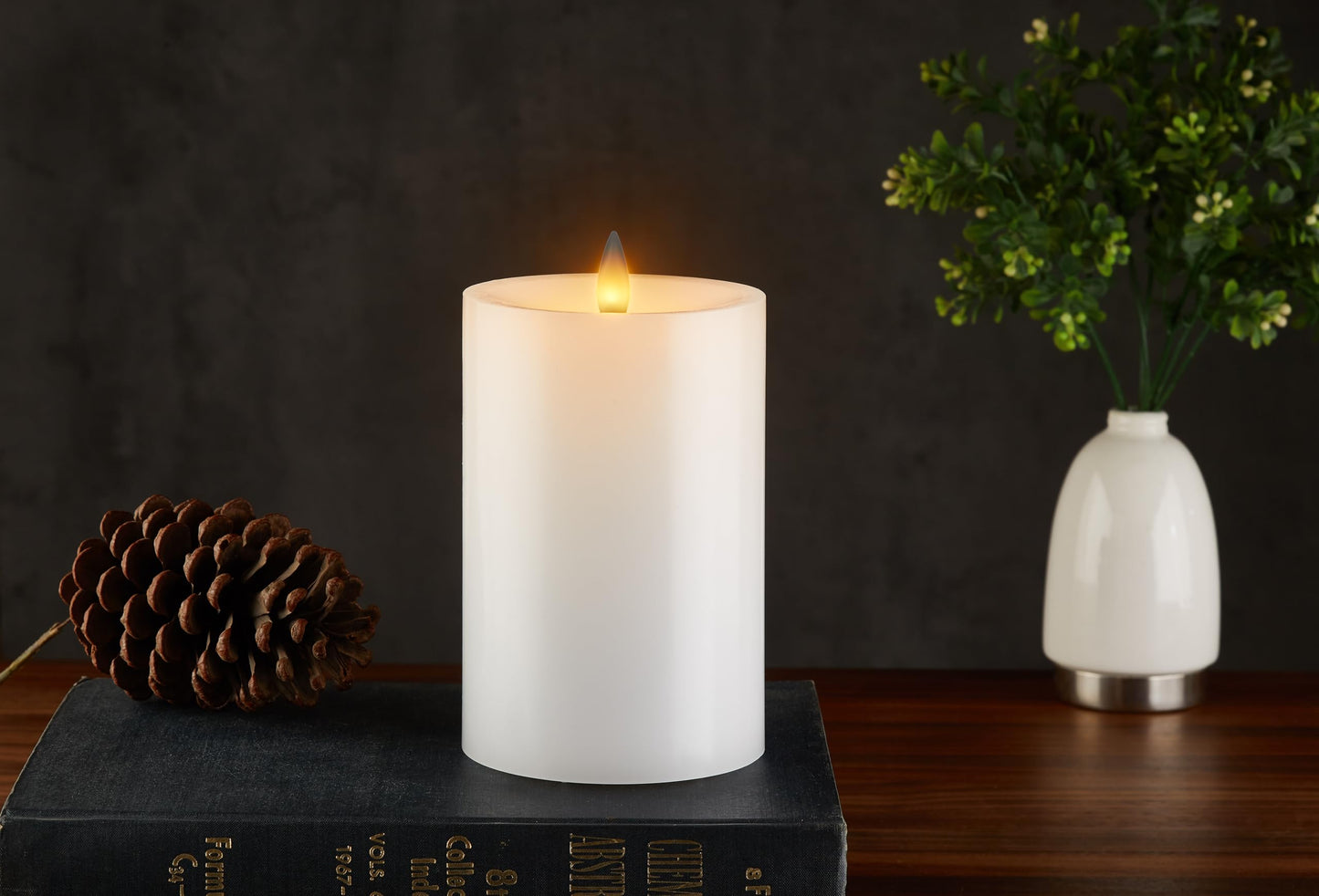 CozierGlow Flameless Pillar Candles Flickering with Remote Timer, Battery Operated LED Candles Up to 400 Hours, 3D Moving Flame Real Wax Candles, D4 x H6, Remote Included (White, 4inx6in)