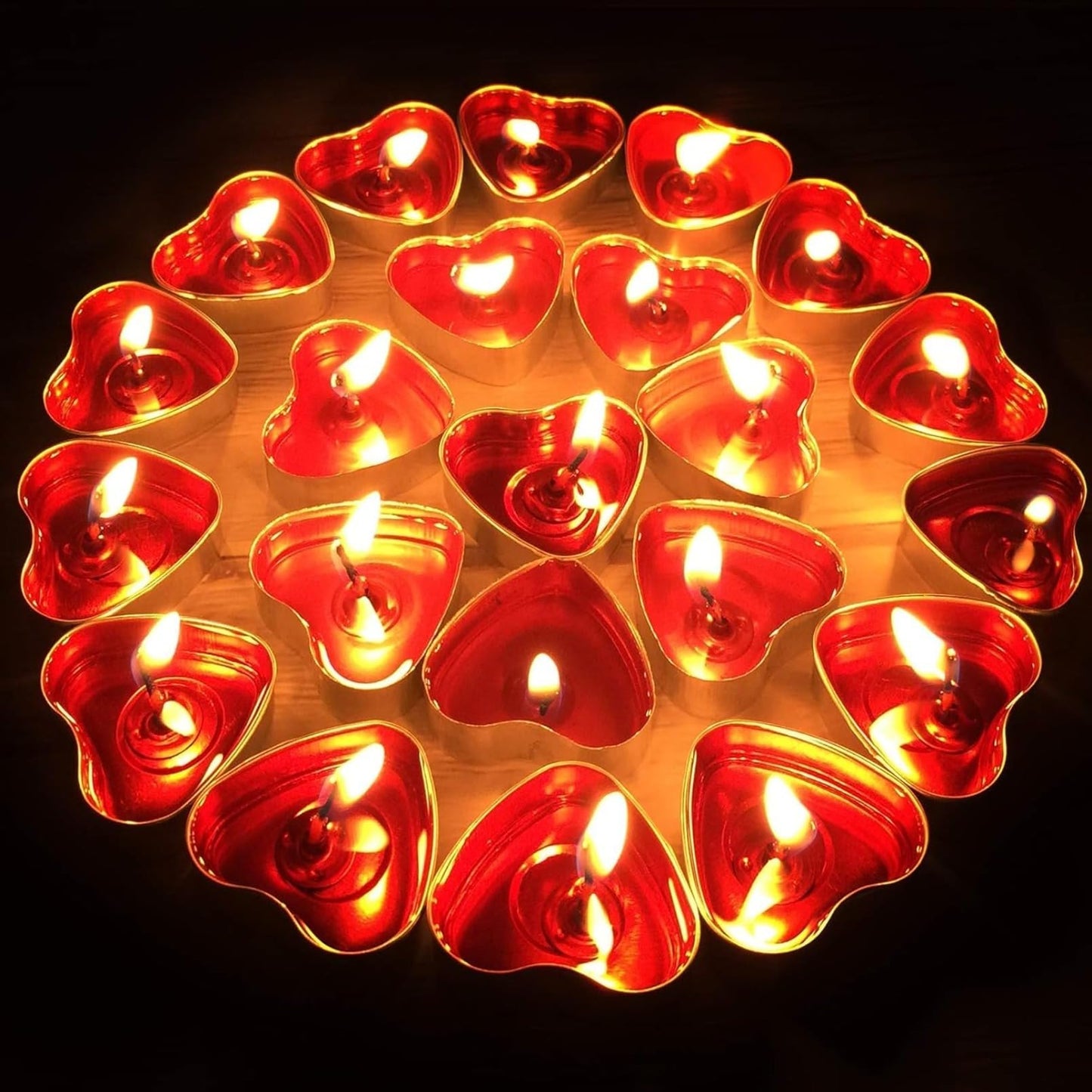 IJRPLM 50 Pack Heart Shaped Tealight Candles, Romantic Love Unscented Tea Lights Candles, Dripless & Long Lasting Smokeless, Mini Tealight Candle for Wedding Party Home Decor, Red