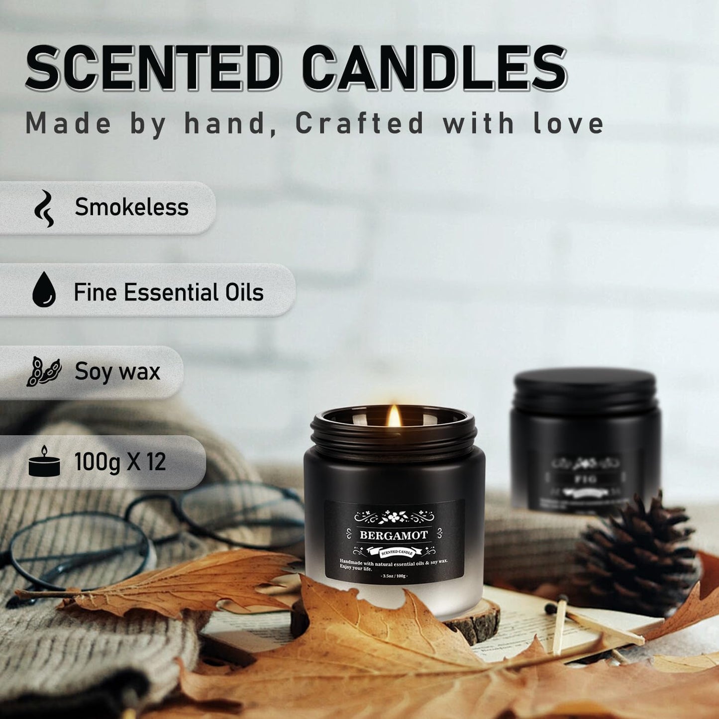 CLTNIKET 12-Pack Scented Candles Set - Men Candles for Home Scented, 3.5oz Soy Wax, Long Lasting Candle, Soy Candle Gifts Set for Men, Birthday, Valentine, Christmas, Anniversary Present