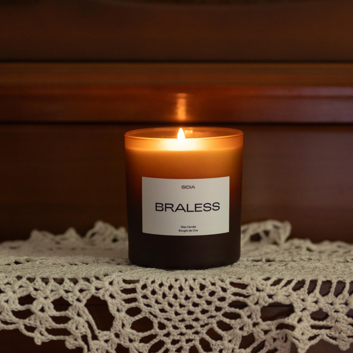 SIDIA - Braless Natural Candle (Bamboo, Amber, Guaiac Wood) | Luxury Clean Beauty + Non-Toxic Fragrance (8 oz | 240 g)
