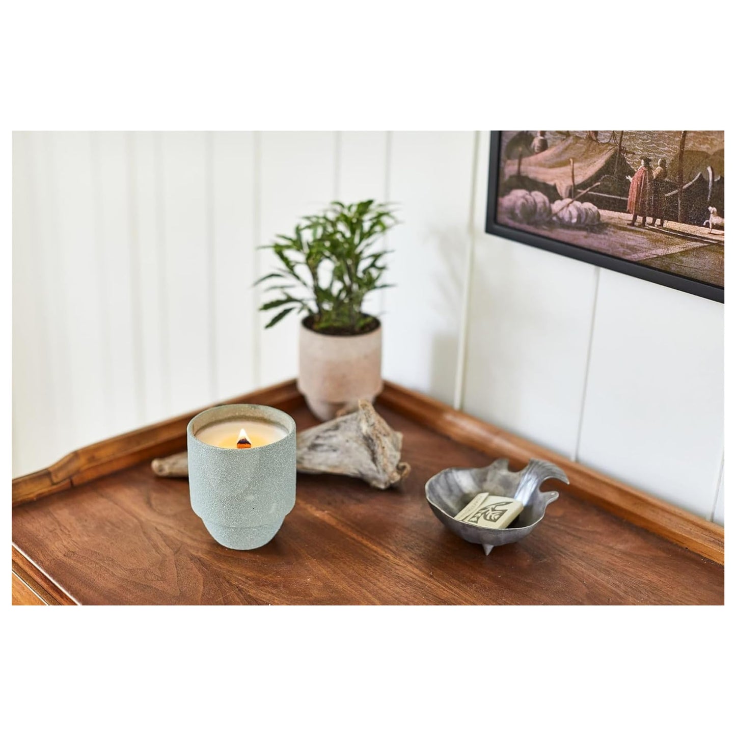 Paddywax Parks, Olympic Scented Candle in Reusable Ceramic Jar with Crackling Wood Wick, Soy Candle with Approx. 77 Hour Burn Time, Decorative Gift Candles for Home, Moss & Mint Scent, 11 oz