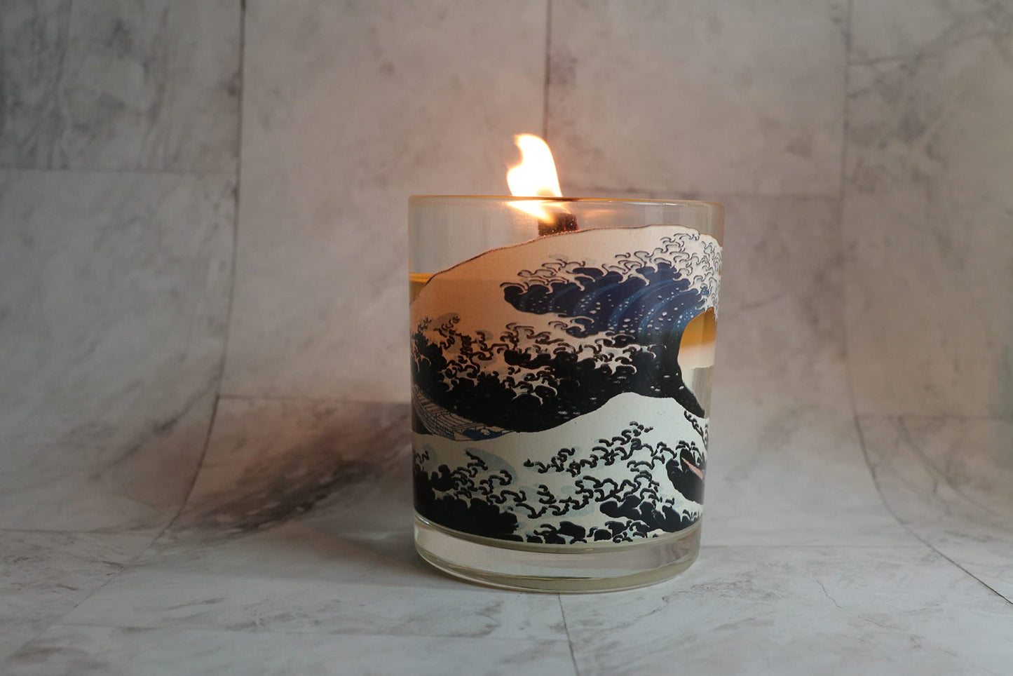 Color Changing! Fun Designs ThermoH Logo Candle (The Great Wave) - Reusable as a Color Changing Cup After! (Double The Value!)