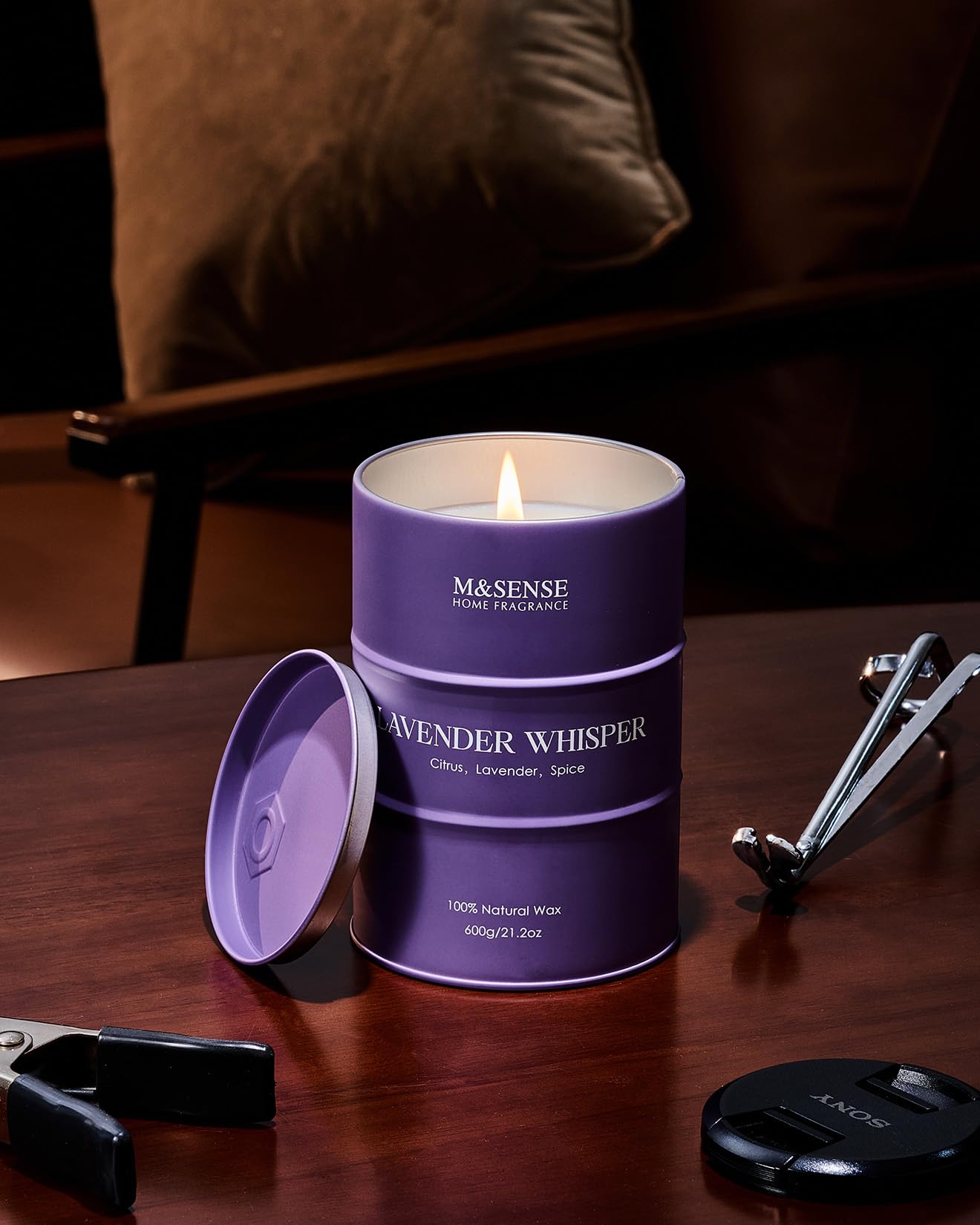 M&SENSE Large Lavender Soy Candles for Home Scented 21.2oz 120 Hour Long Burning, Aromatherapy Candle for Stress Relief Meditation Relaxing, Appreciation Gifts for Mom Teacher Friends