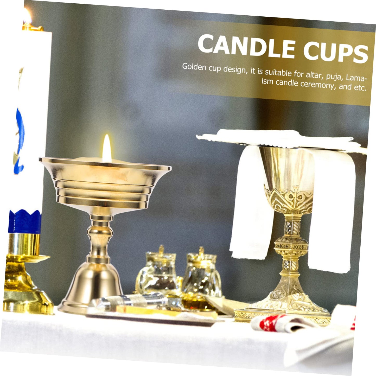 MINAOLULUS 6pcs Brass Solid Liquid Ghee Holder Dual-use Candle Cup Holder for Modern Decor Elegant Tea Light Stand