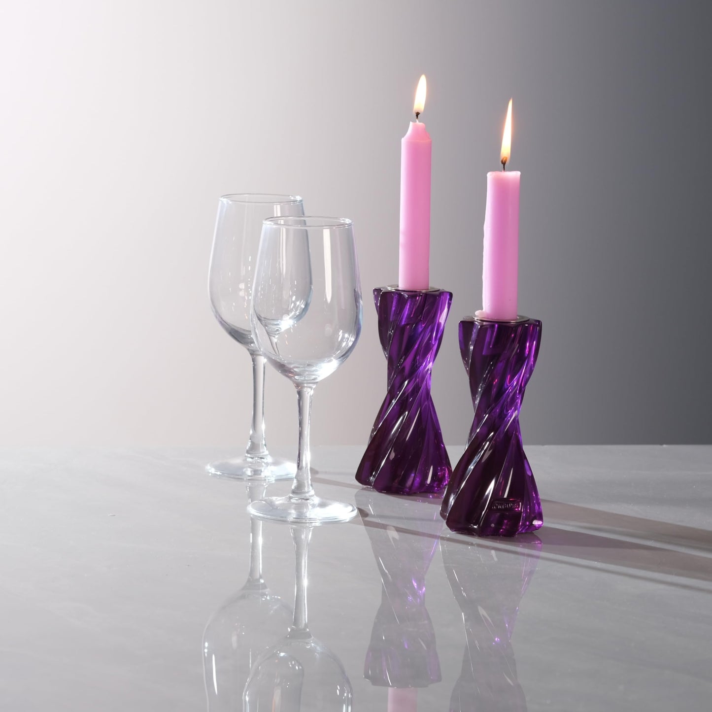 ICNBUYS Twizzle Twist Candle Holder, Decorative Candle Holder for Table Display, Romantic Decoration, Unique Home Décor Aesthetic, Housewarming Gift, Candle Stand Height 5.7 inches Pruple - Resin