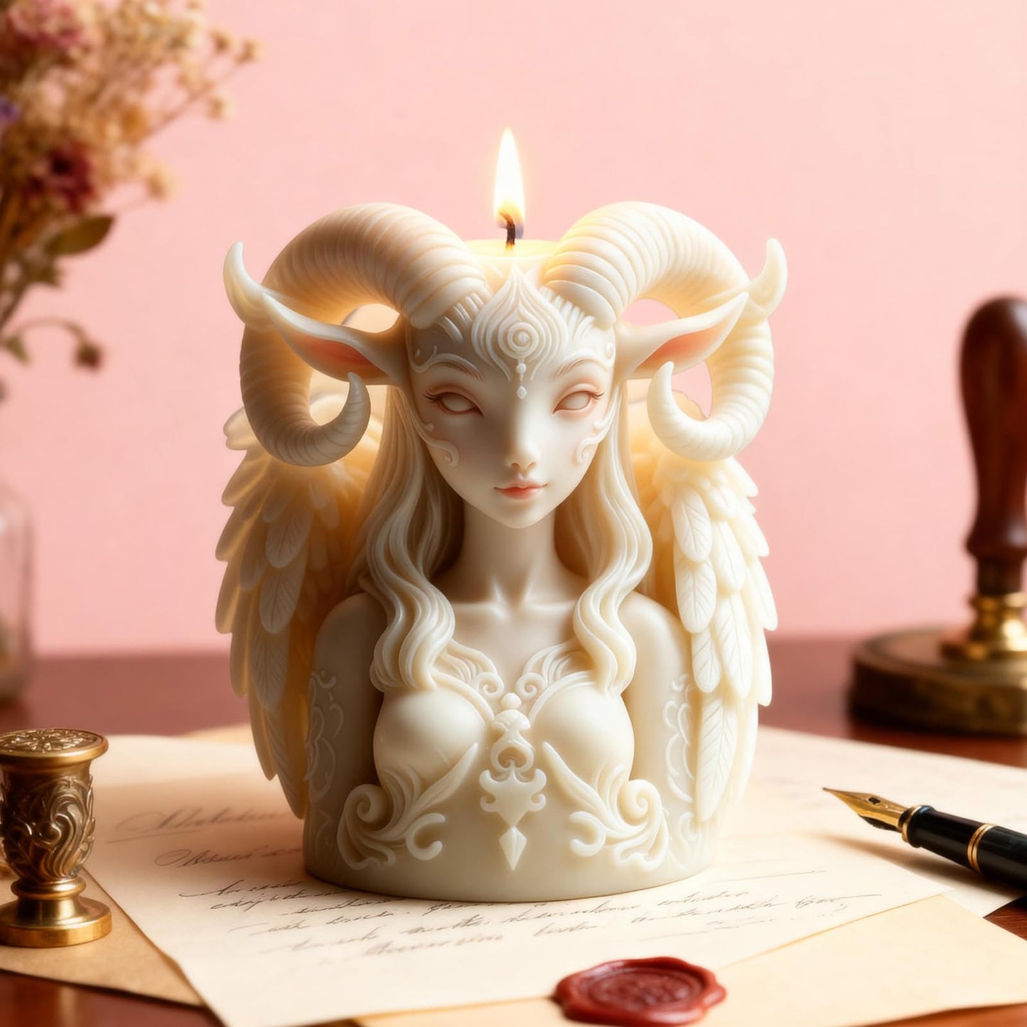 Goat Horn Elf Silicone Candle Mold, 3D Elf Portrait Resin Casting Silicone Molds for Home Decor, Soap & Candle Making, DIY Epoxy Resin Craft Mold